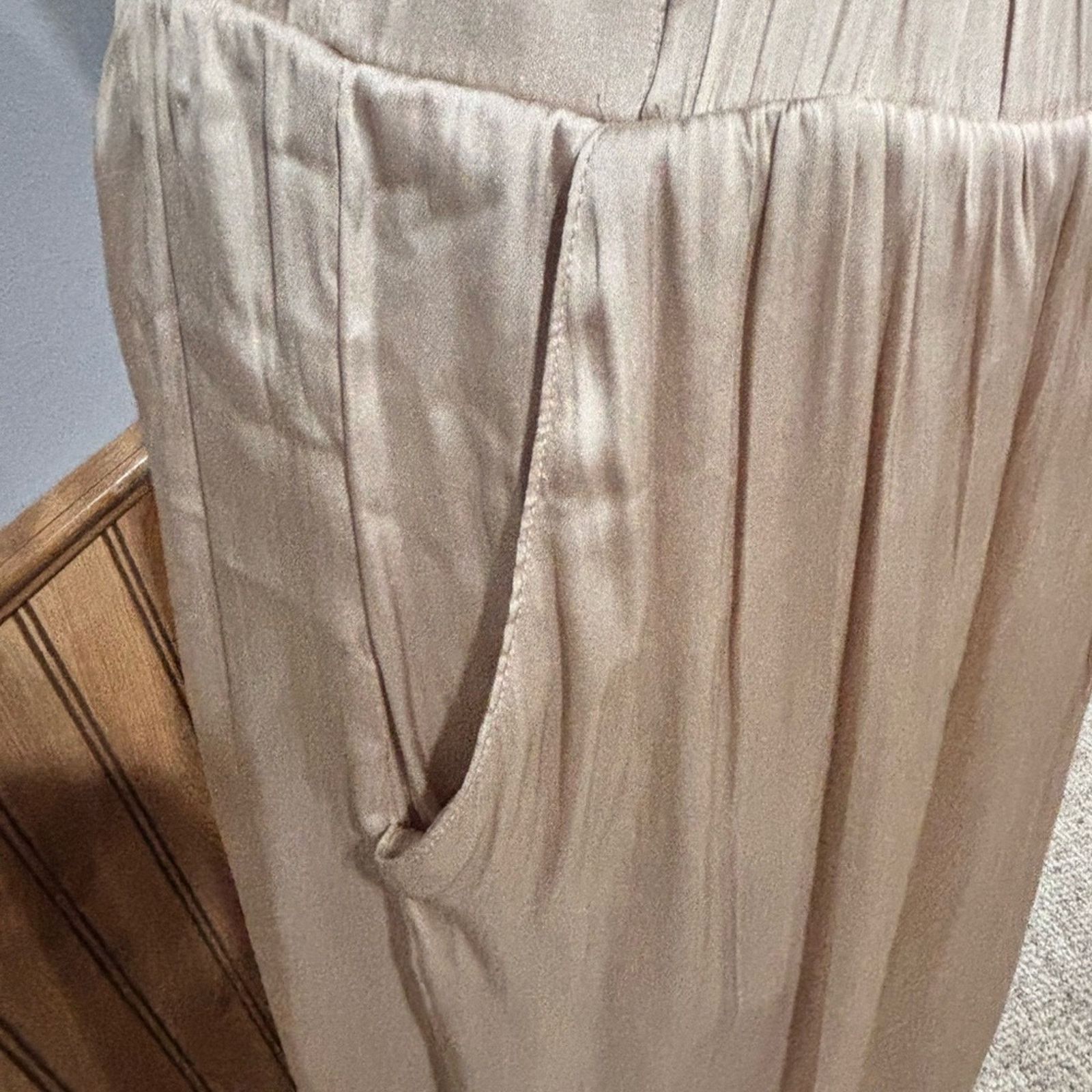 H&M H&M Elegant Gold Beige Maxi Skirt with Pockets Size 6 Size 28" / US 6 / IT 42 - 6 Thumbnail