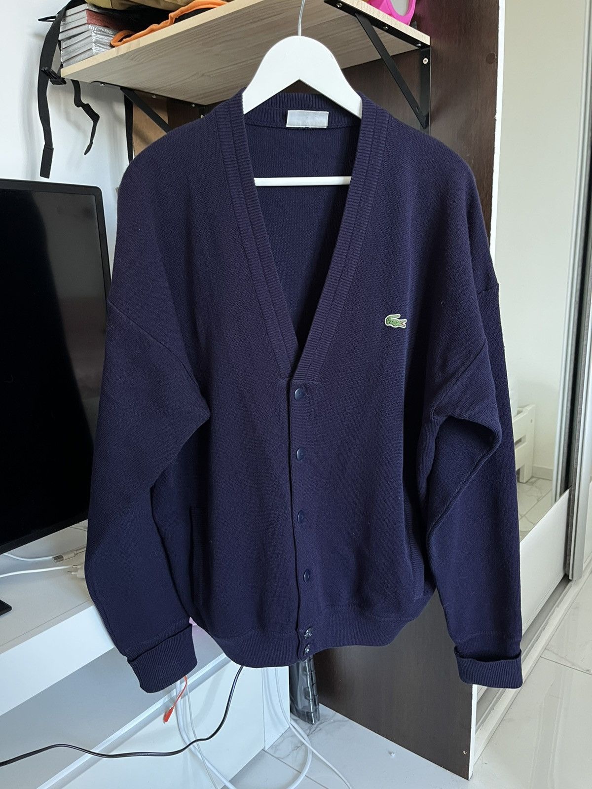 Lacoste Vintage Lacoste Navy Cardigan 90s Classic Logo Made in Spain Size US XL / EU 56 / 4 - 1 Thumbnail