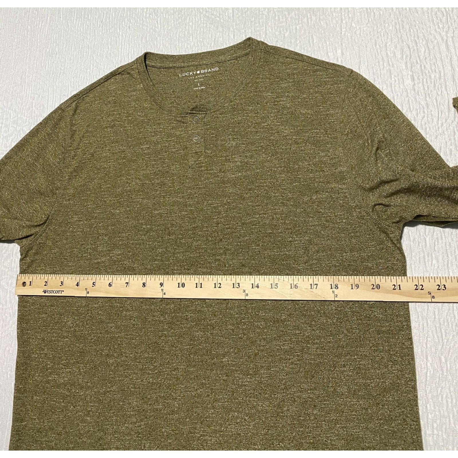 Lucky Brand Lucky Brand Shirt Mens Large Olive Green Henley Long Sleeve Cotton Blend Casual Size US L / EU 52-54 / 3 - 5 Thumbnail