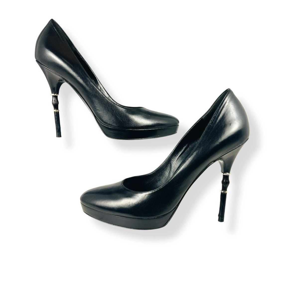 Gucci Gucci Malibu Bamboo Heel Platform Pumps Black Leather 37 Size US 7 / IT 37 - 6 Thumbnail