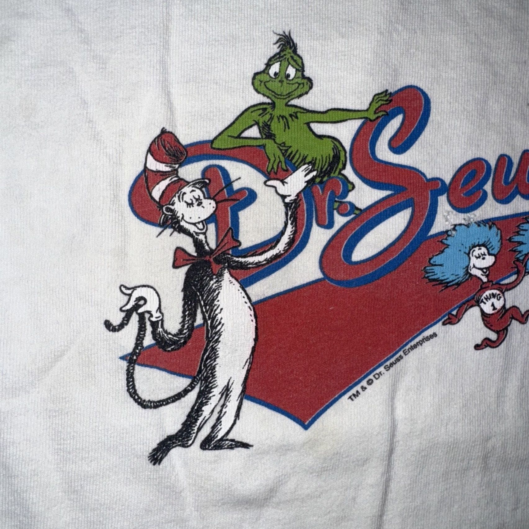 Vintage VINTAGE Dr. Seuss T-Shirt White Medium Cat In The Hat Grinch Box Logo 21x26 Size US M / EU 48-50 / 2 - 5 Thumbnail