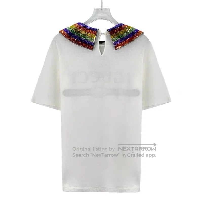 Gucci Gucci White rainbow sequin tie bow cotton short-sleeved T- Size XS / US 0-2 / IT 36-38 - 2 Thumbnail