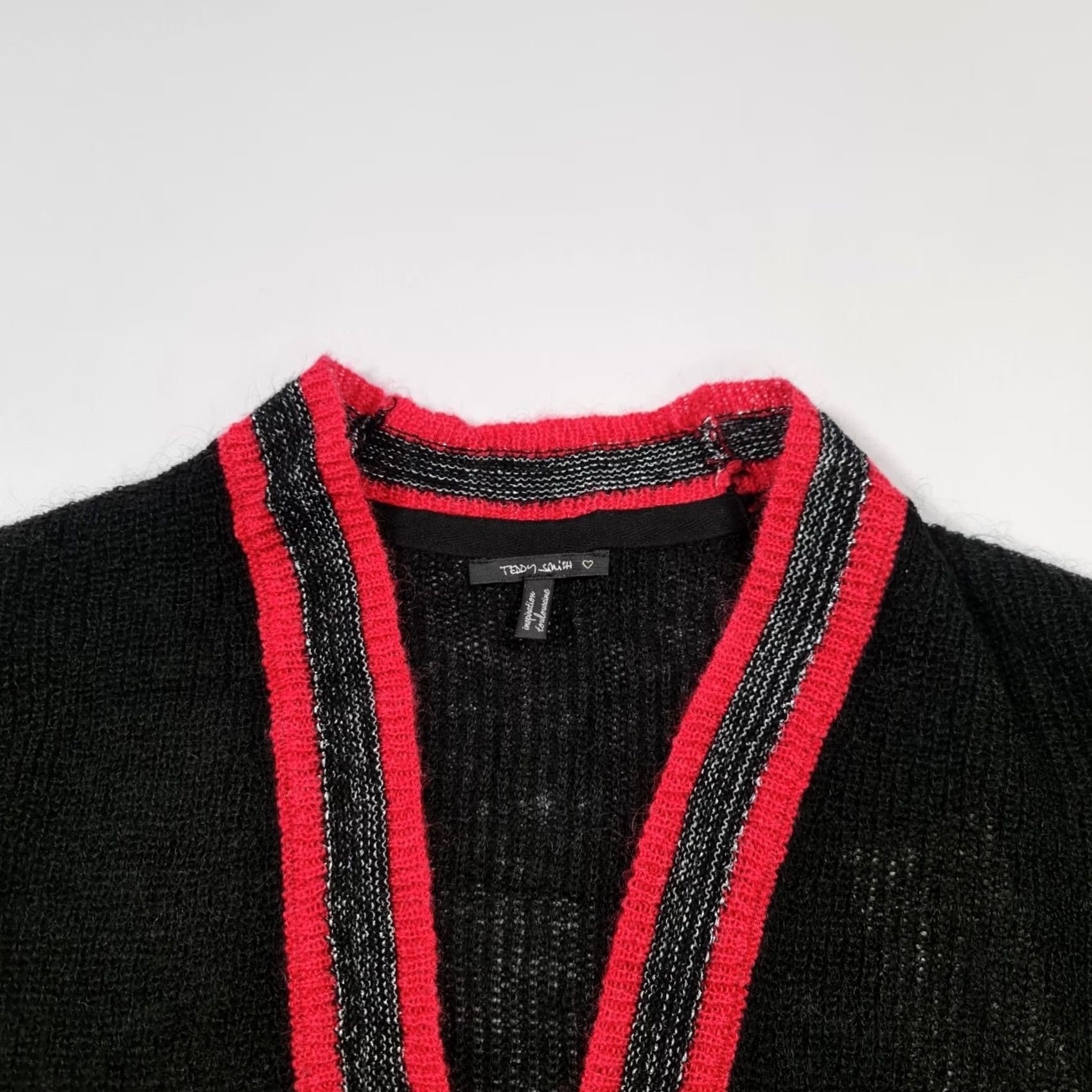Vintage Teddy Smith Cardigan Womens Black Small Long Sleeve Mohair Knit Open Front Logo Casual Knitwear Gift idea 90s City Holiday Womens Size S / US 4 / IT 40 - 2 Thumbnail