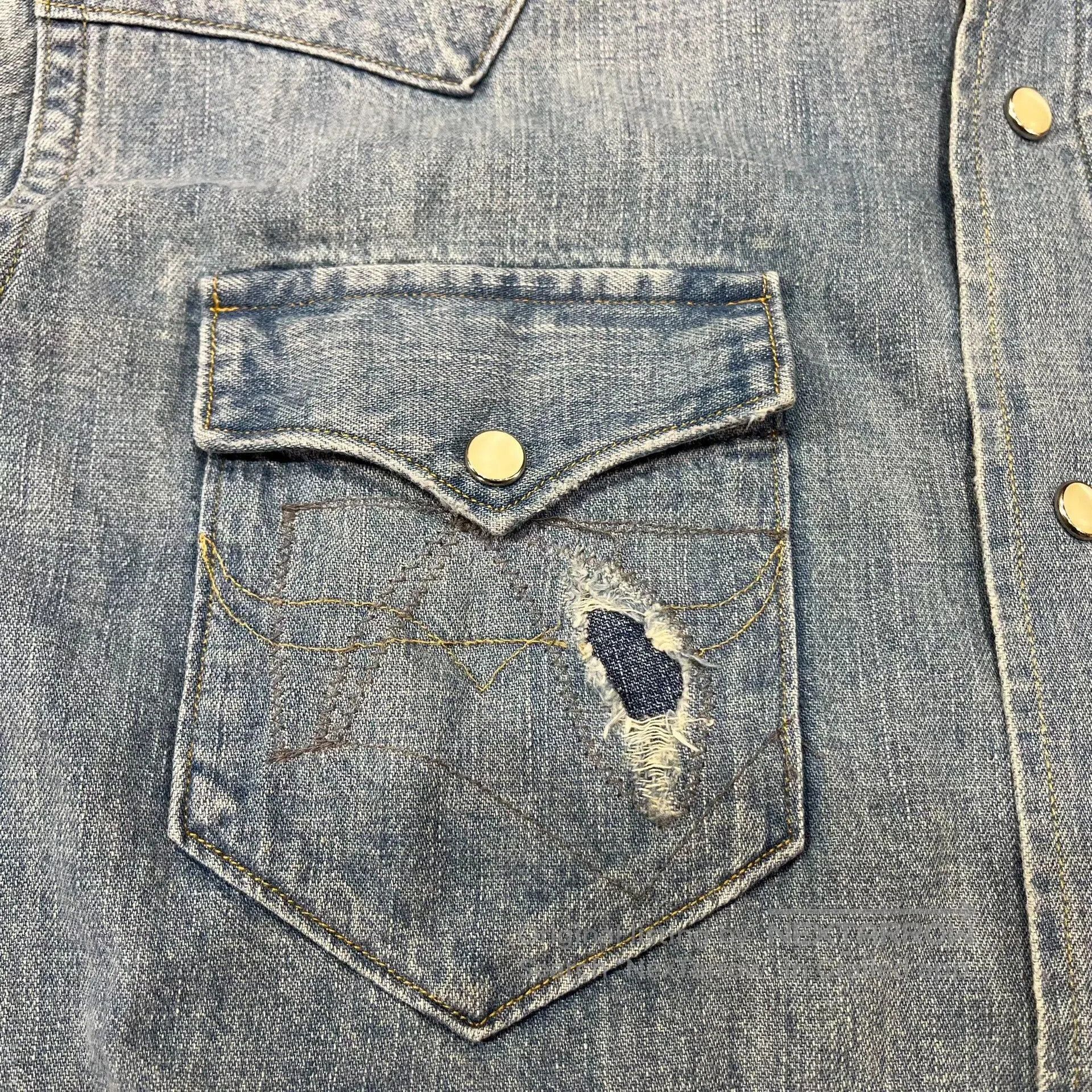 RRL Ralph Lauren vintage ralph lauren distressed denim shirt. Size US M / EU 48-50 / 2 - 5 Thumbnail