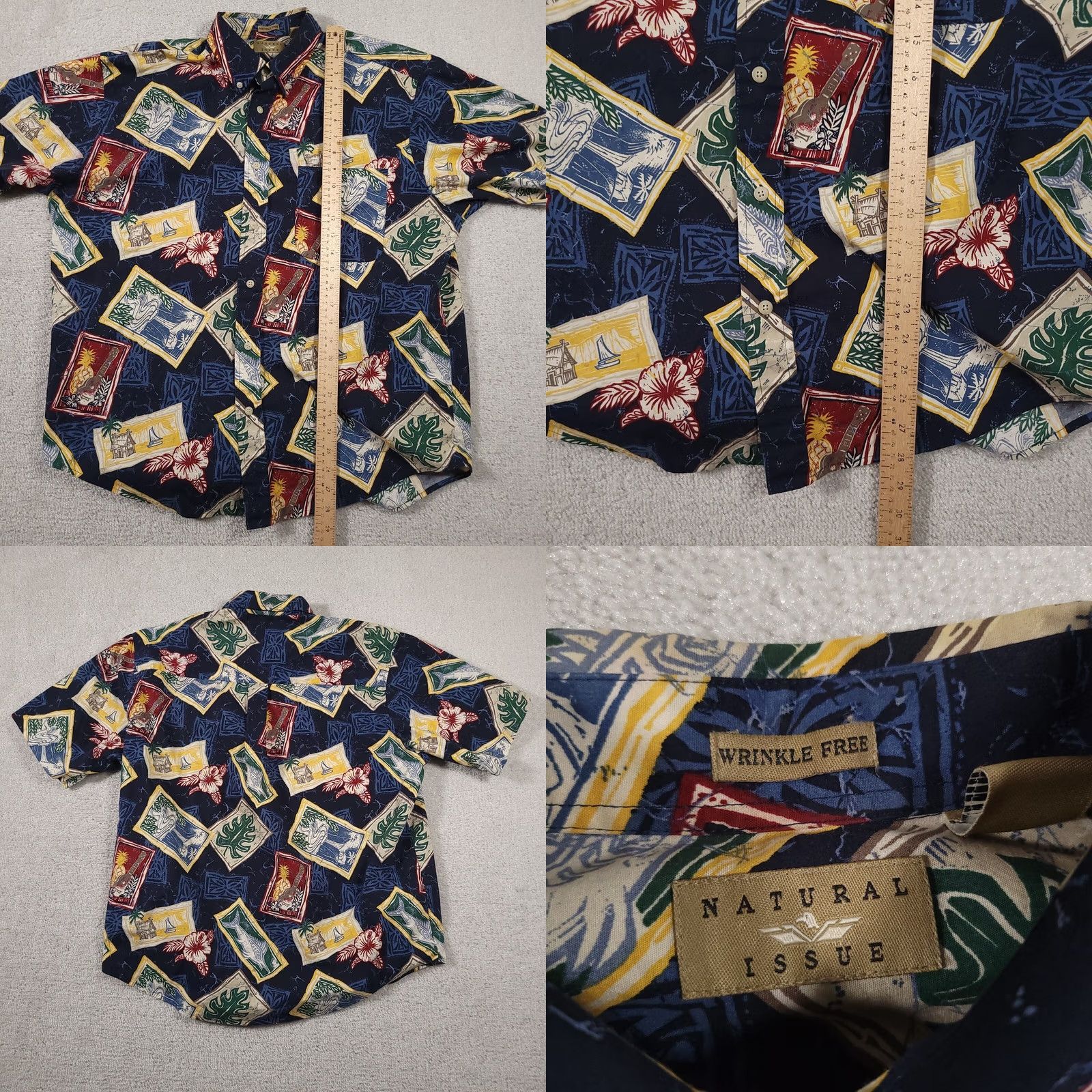 Vintage Natural Issue Hawaiian Shirt Wrinkle Free Button-Down Short Sleeve Mens Large Size US L / EU 52-54 / 3 - 8 Thumbnail
