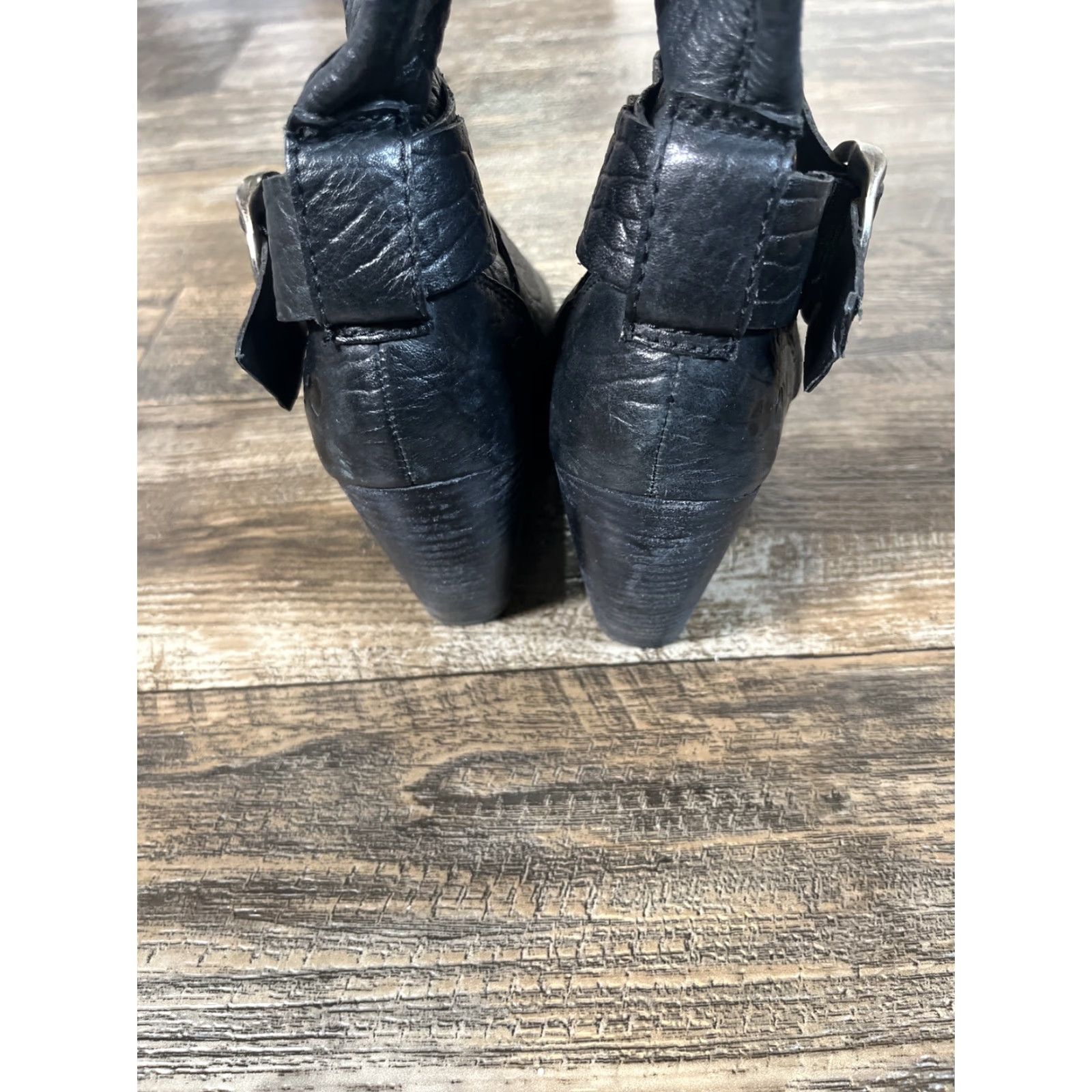 Lucky Brand Lucky Brand Candice Pebbled Leather Boots Women Block Heeled Buckle Buckle 15" Shaft Black Size 6.5M Tall Leather Boots Size US 7 / IT 37 - 5 Thumbnail