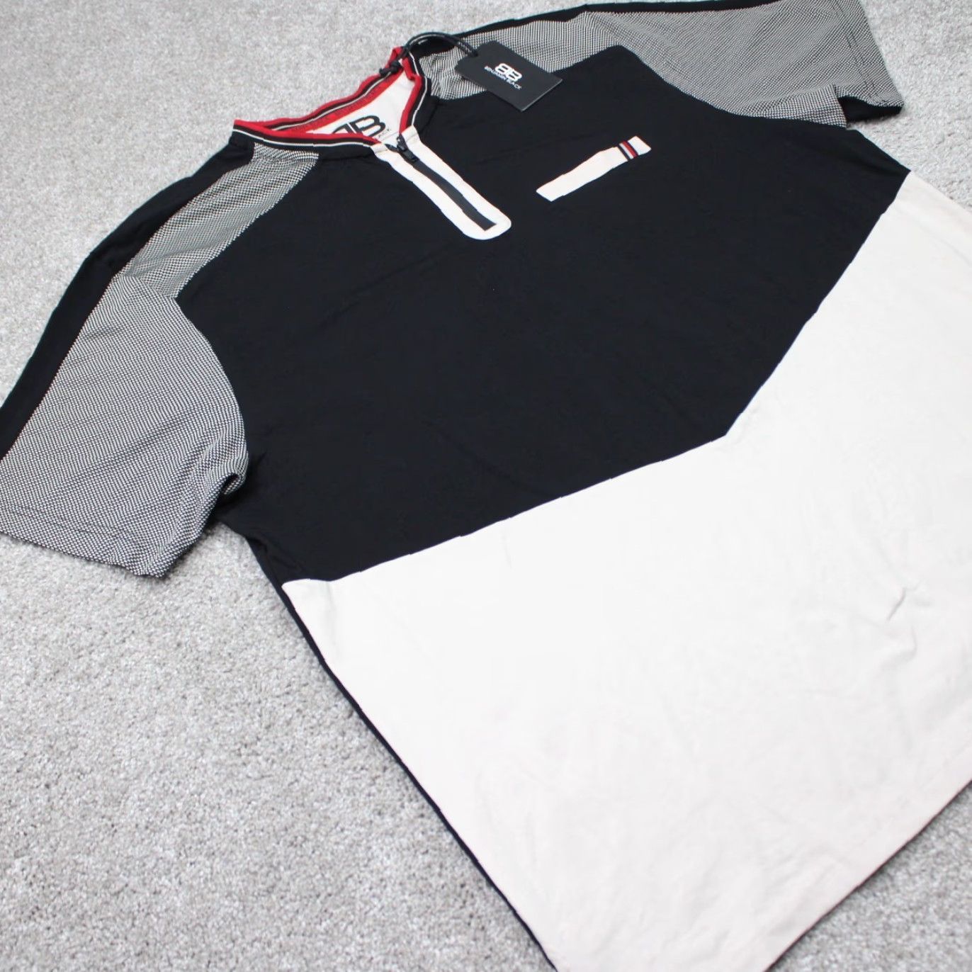 Vintage Benjamin Black Shirt Mens 2XL Black/White NWT 1/4 Zip Cotton Stretch Short Sleeve Crew Neck 90s Logo Size US XXL / EU 58 / 5 - 7 Thumbnail