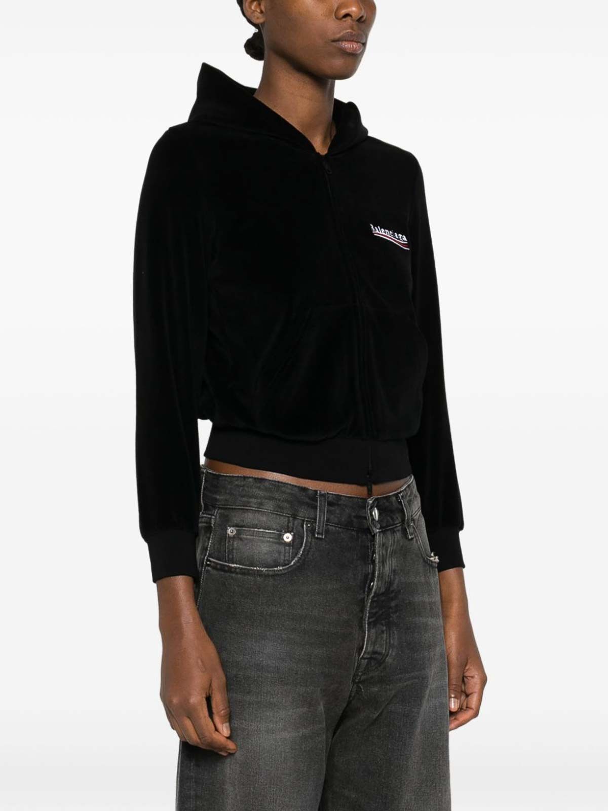 Balenciaga o1s1wg110226 Political Campaign Zip-Up Hoodie Fitted Black Size S / US 4 / IT 40 - 4 Thumbnail