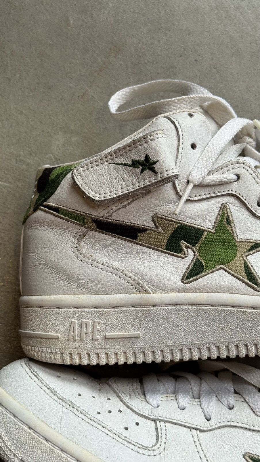 Bape Rare 2002 A Bathing Ape Green Camo White Leather Mid Bapesta Size US 8.5 / EU 41-42 - 4 Thumbnail