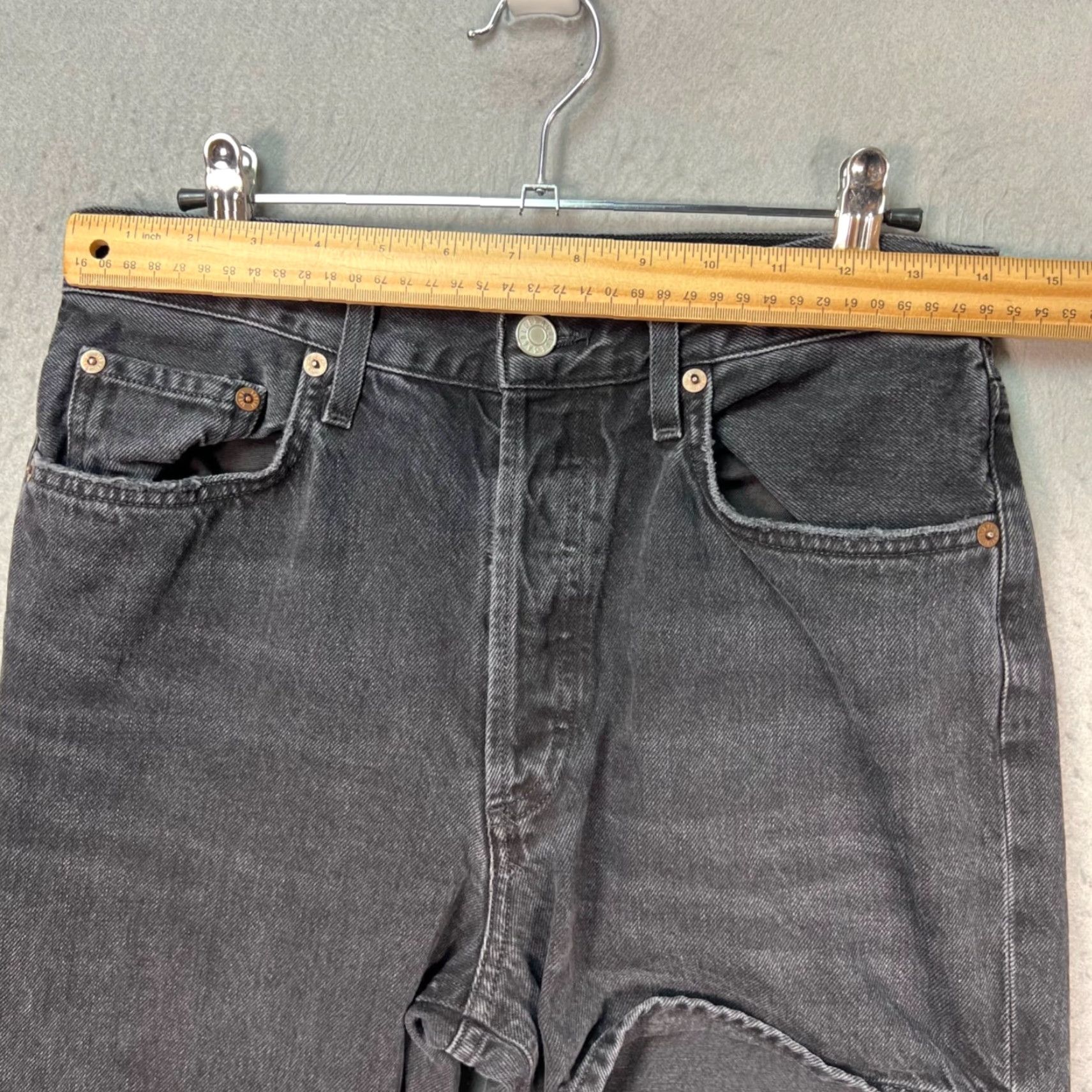 Agolde AGOLDE Lana Slice Organic Denim Jeans Womens 27 Black 5-Pocket Design High Rise Straight Distressed Vintage No Size 27" / US 4 / IT 40 - 5 Thumbnail