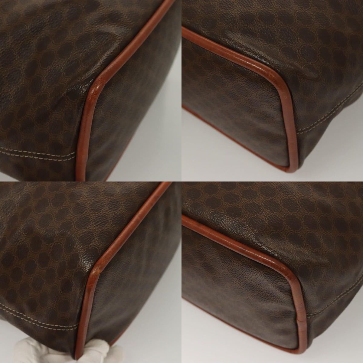 Celine CELINE Macadam Canvas Hand Bag Pvc Leather Brown Gold Size ONE SIZE - 10 Thumbnail