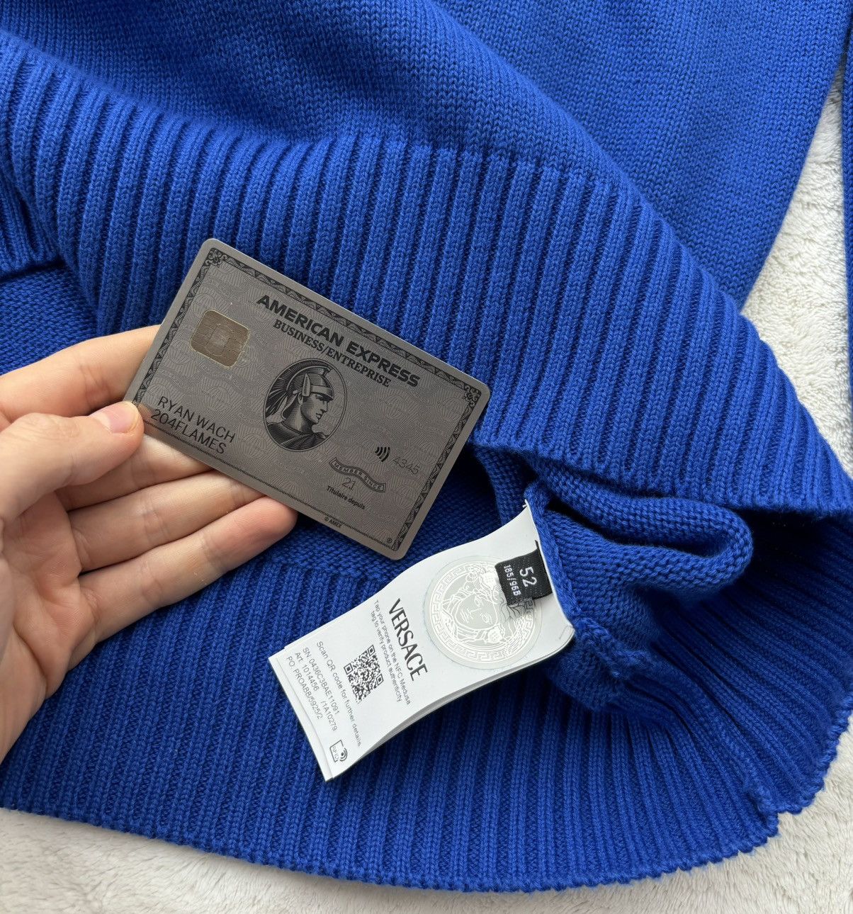 Versace Versace Cobalt Knit Embroidered Sweater Size US L / EU 52-54 / 3 - 4 Thumbnail