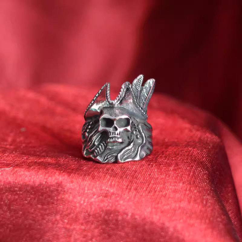 Jewelry Pirate Skull Jewelry Rings Open Size Chrome Ring (Size 7-13) Size ONE SIZE - 1 Thumbnail