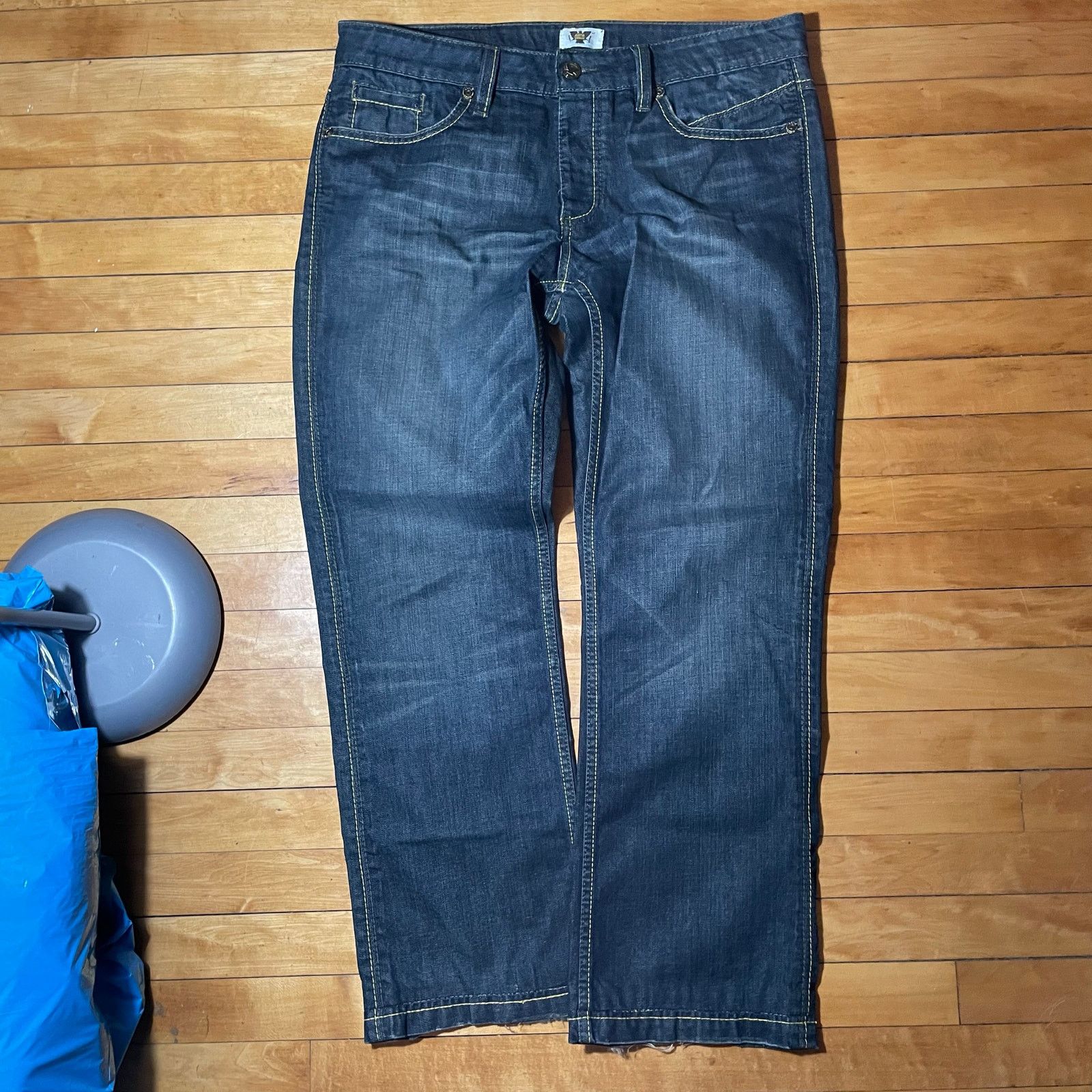 Antik Denim Baggy Antik Denim Blue Button Fly Denim Jeans Men's Sz 34x30 Size US 34 / EU 50 - 3 Thumbnail