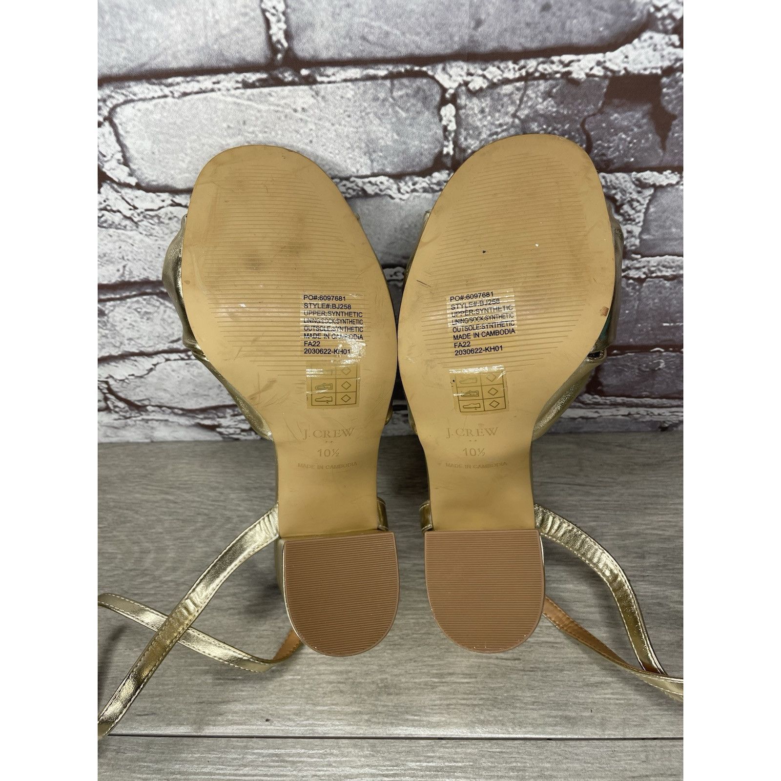 J.Crew J. Crew Gold Leather Knotted Heeled Ankle Strap Sandals Wome Size US 10.5 / IT 40.5 - 18 Thumbnail
