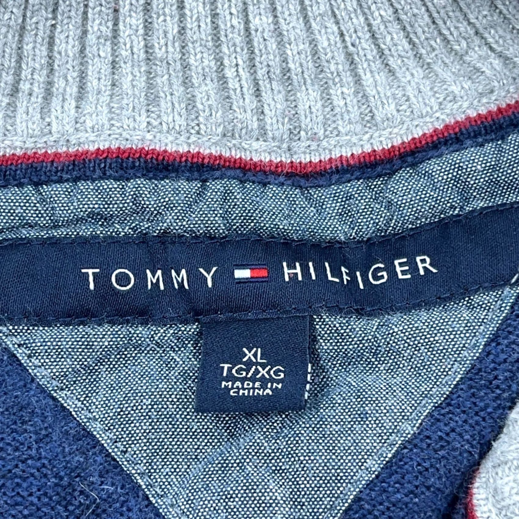 Tommy Hilfiger Tommy Hilfiger Sweater Men Medium Blue Gray Pullover Letterman Retro Quarter Zip Size US M / EU 48-50 / 2 - 5 Thumbnail