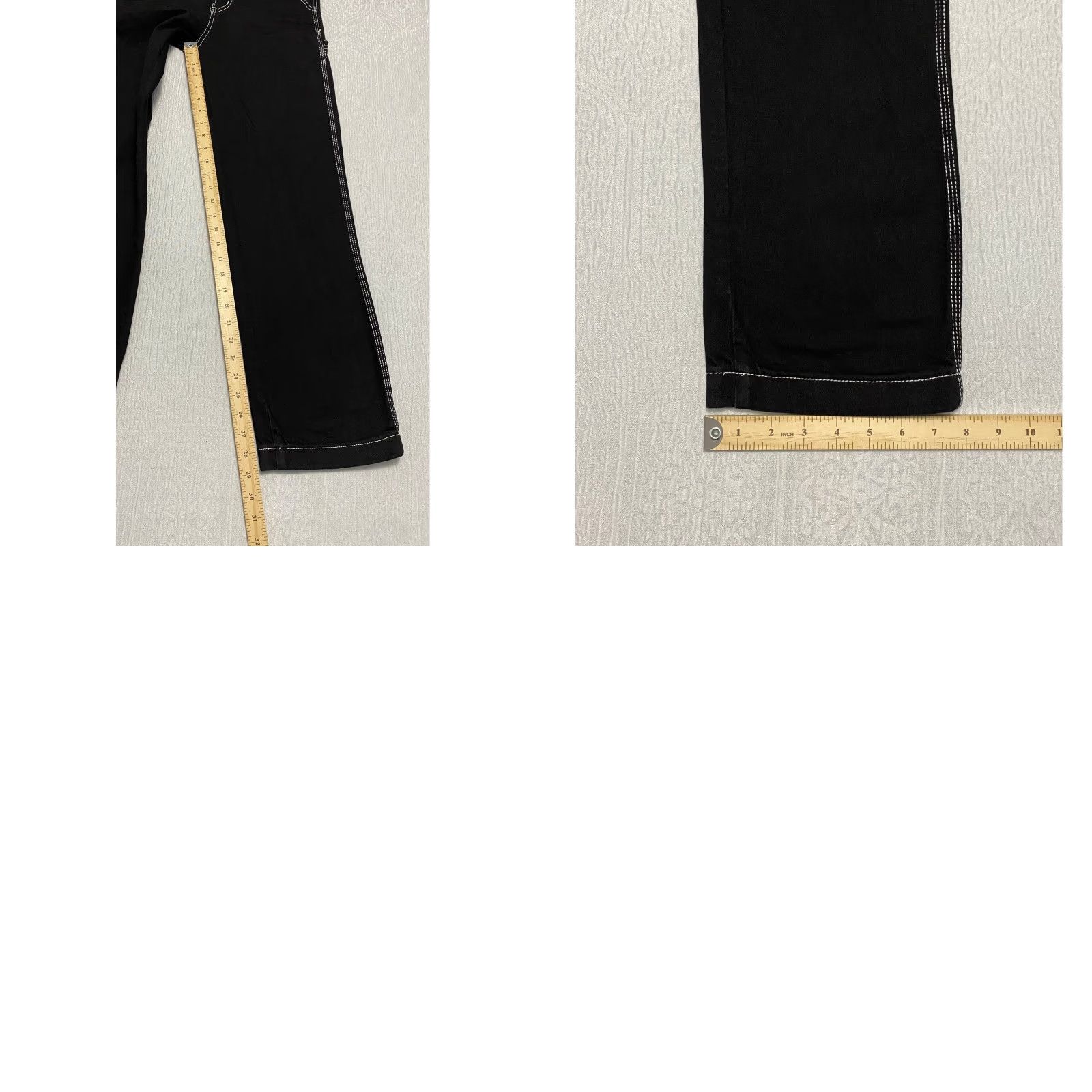 Vintage SONG Black Wide Leg Carpenter Jeans Contrast Stitching 100% Cotton 25 in Inseam Button Fly Women Clothes Size 25" / US 0 / IT 36 - 8 Thumbnail