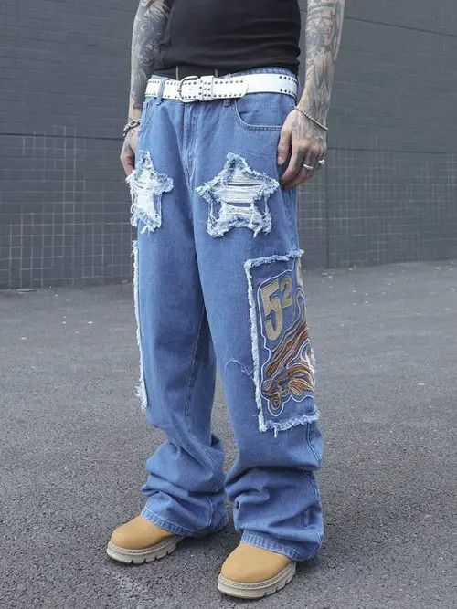 Jean Patch Skate Baggy Denim Jeans Wide leg Size US 32 / EU 48 - 2 Thumbnail