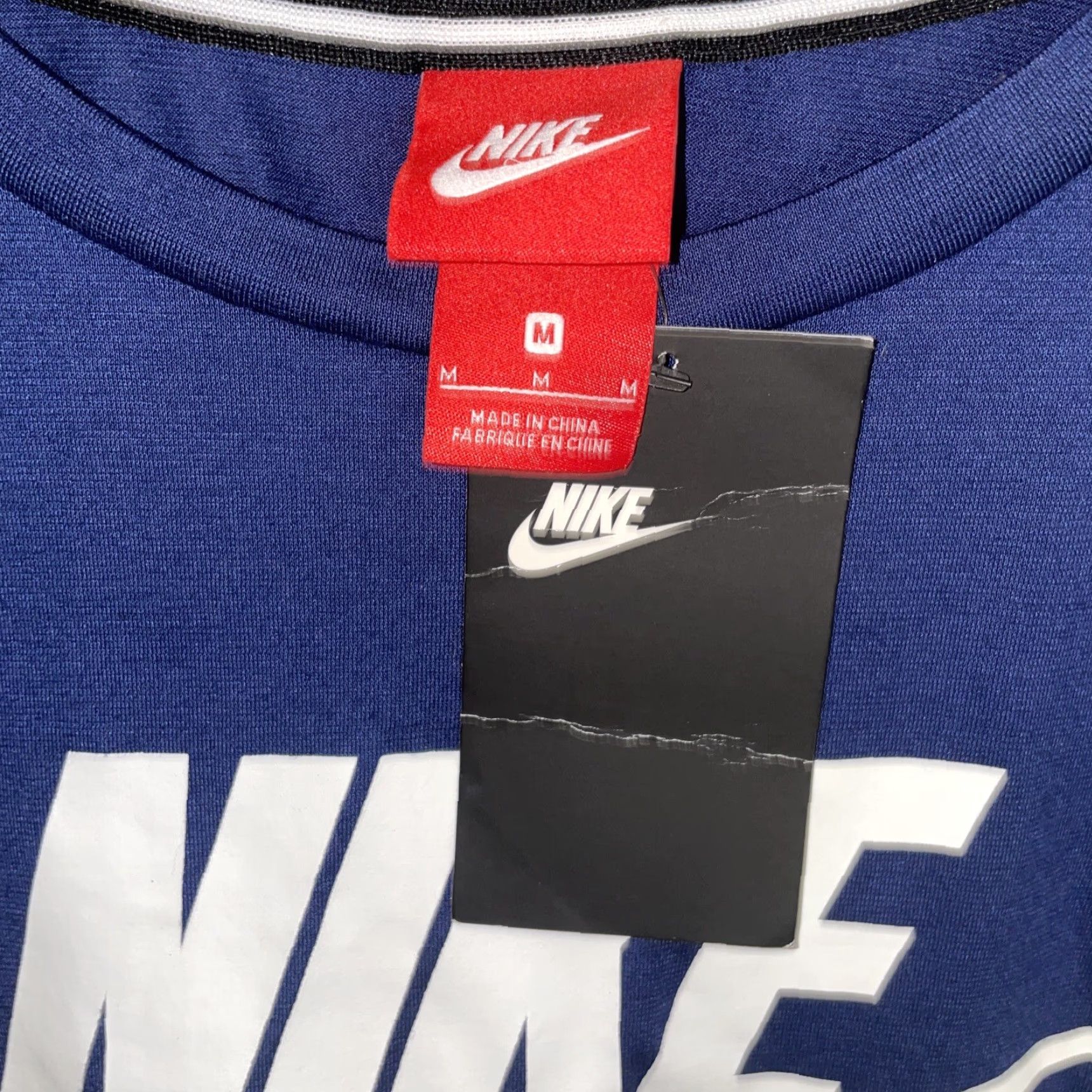 Nike VINTAGE Nike T-Shirt Unisex Adults Short Sleeve Medium Navy Blue 2017 Red Tag NWT Deadstock Sports Star Regular Cotton Blend Womens Mens Size US M / EU 48-50 / 2 - 4 Thumbnail