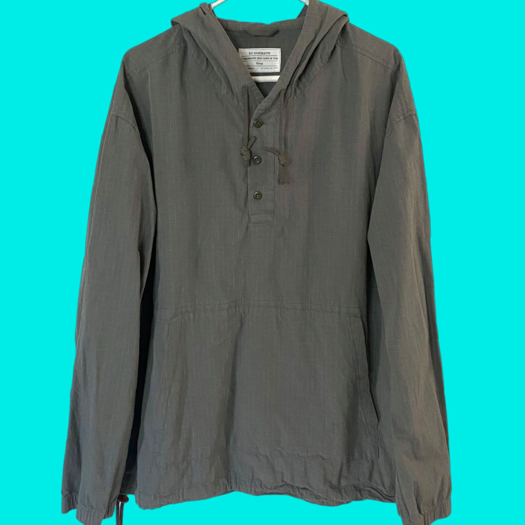 Vintage VINTAGE REI Co Op Trailsmith Woven Pullover Hoodie Mens XL Gray Adjustable 1/4 Button Size US XL / EU 56 / 4 - 1 Thumbnail