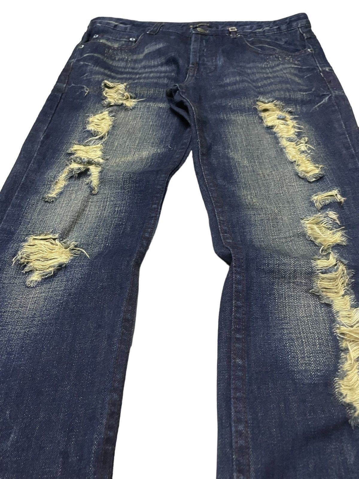 Tornado Mart Philodox Japan Flared Distressed Indigo Mud Jeans Denim Pant Size US 30 / EU 46 - 8 Thumbnail