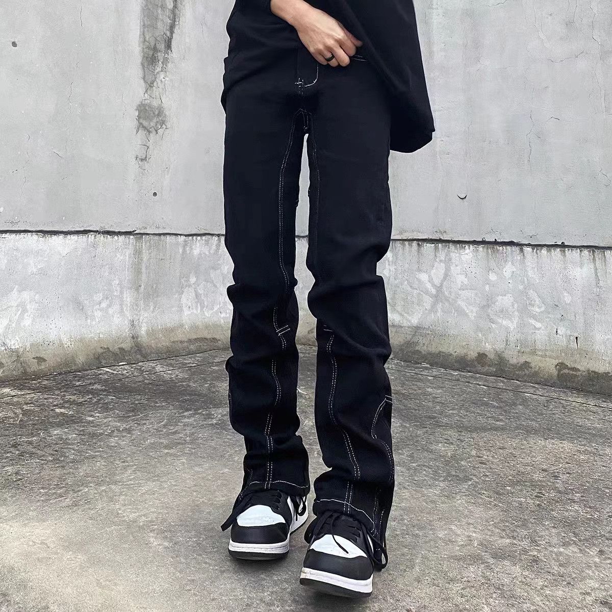Japanese Brand × Jean High Street Topstitched Slim Fit Slit Zip Micro Flare Jeans Size US 34 / EU 50 - 4 Thumbnail