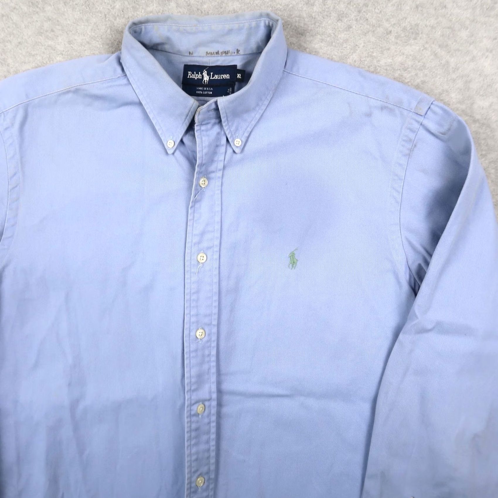 Polo Ralph Lauren VINTAGE Polo Ralph Lauren Button-Down Shirt Mens XL XLarge Blue 90s Classic Polo Shirt Men XL Blue Regular Size Shirt Size US XL / EU 56 / 4 - 3 Thumbnail