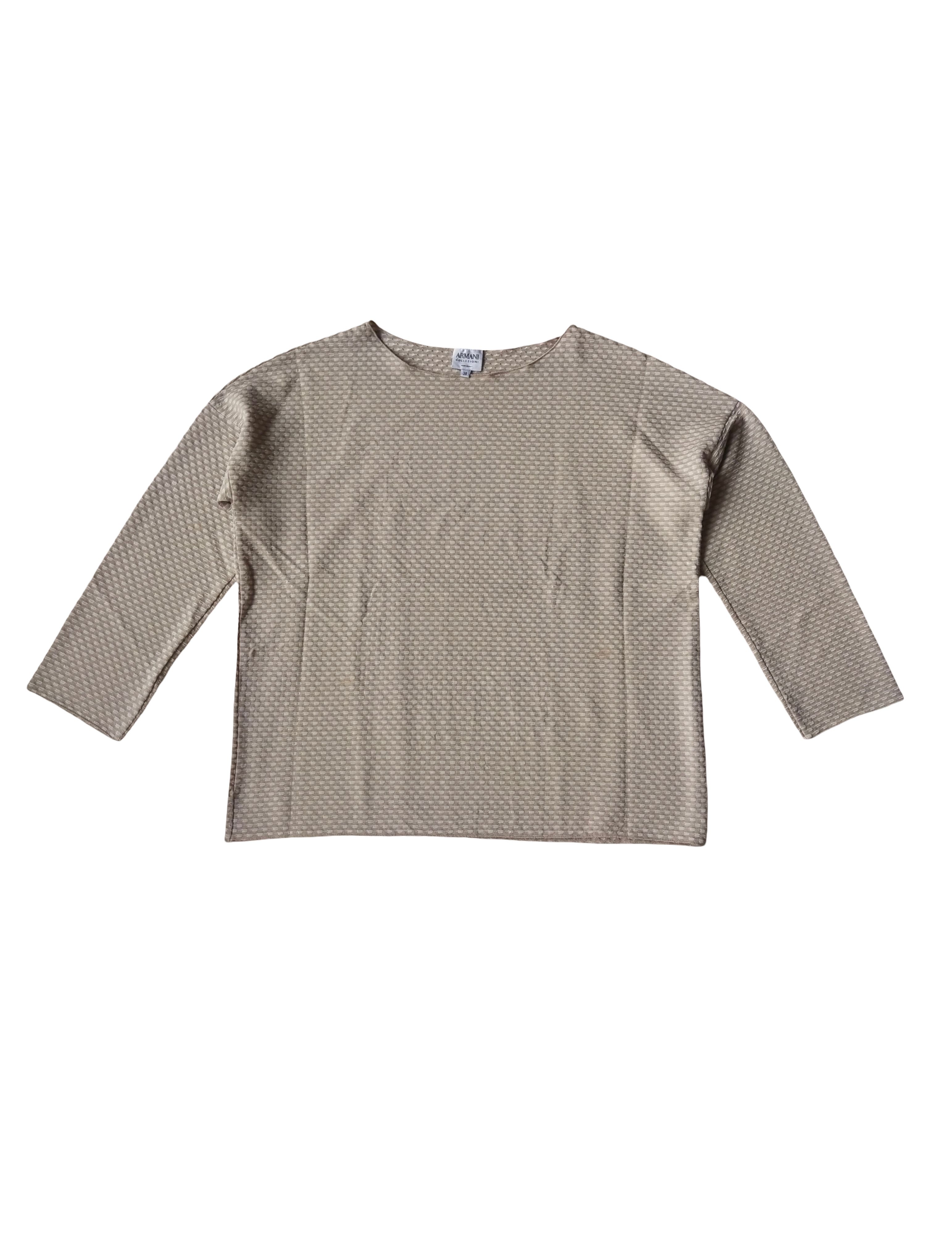 Armani Collezioni Armani Collezioni Made in Italy Textured Boat-Neck Top Size L / US 10 / IT 46 - 1 Thumbnail