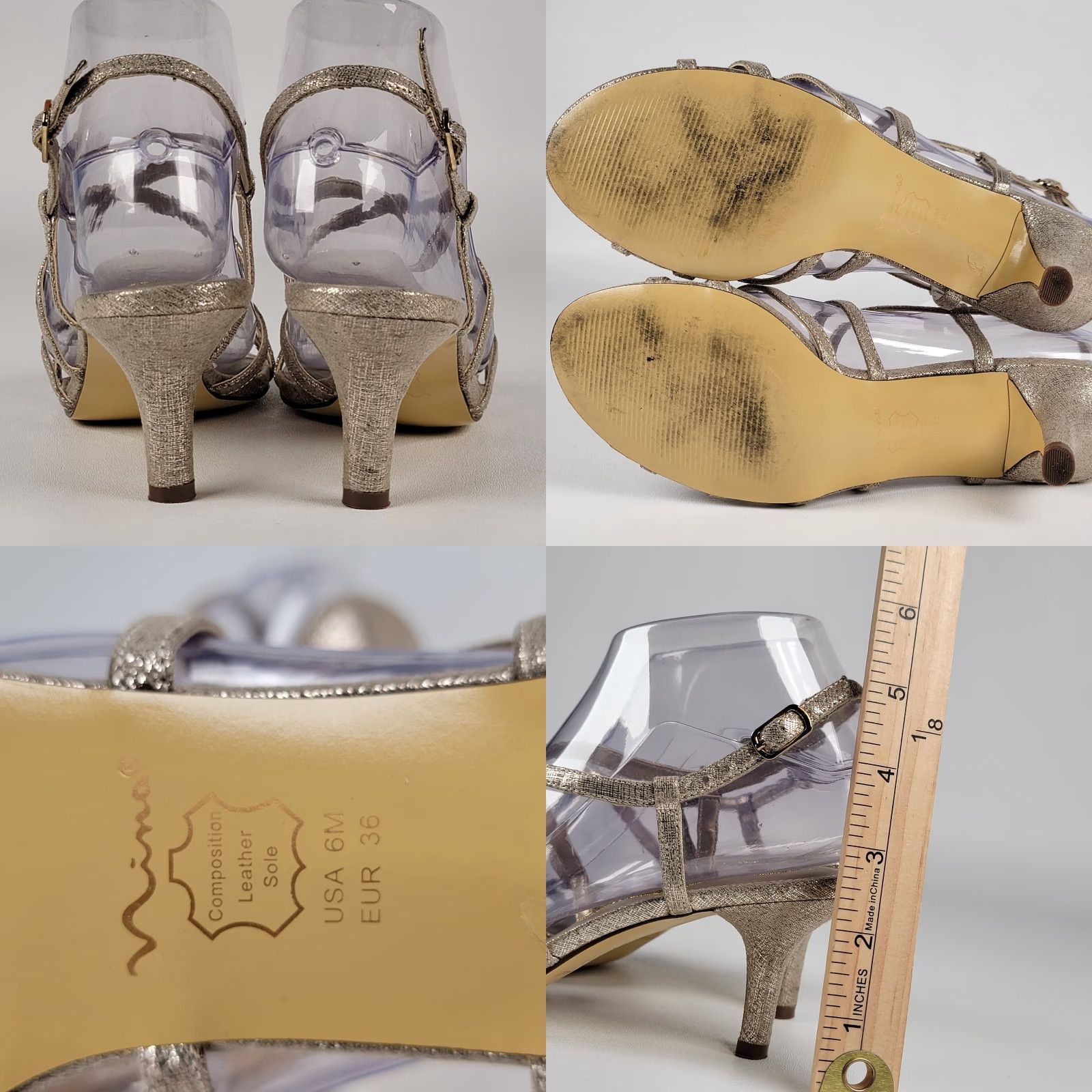 Vintage Nina Genaya Gold Synthetic Open Toe Strappy Dress Sandals Size M / US 6-8 / IT 42-44 - 8 Thumbnail