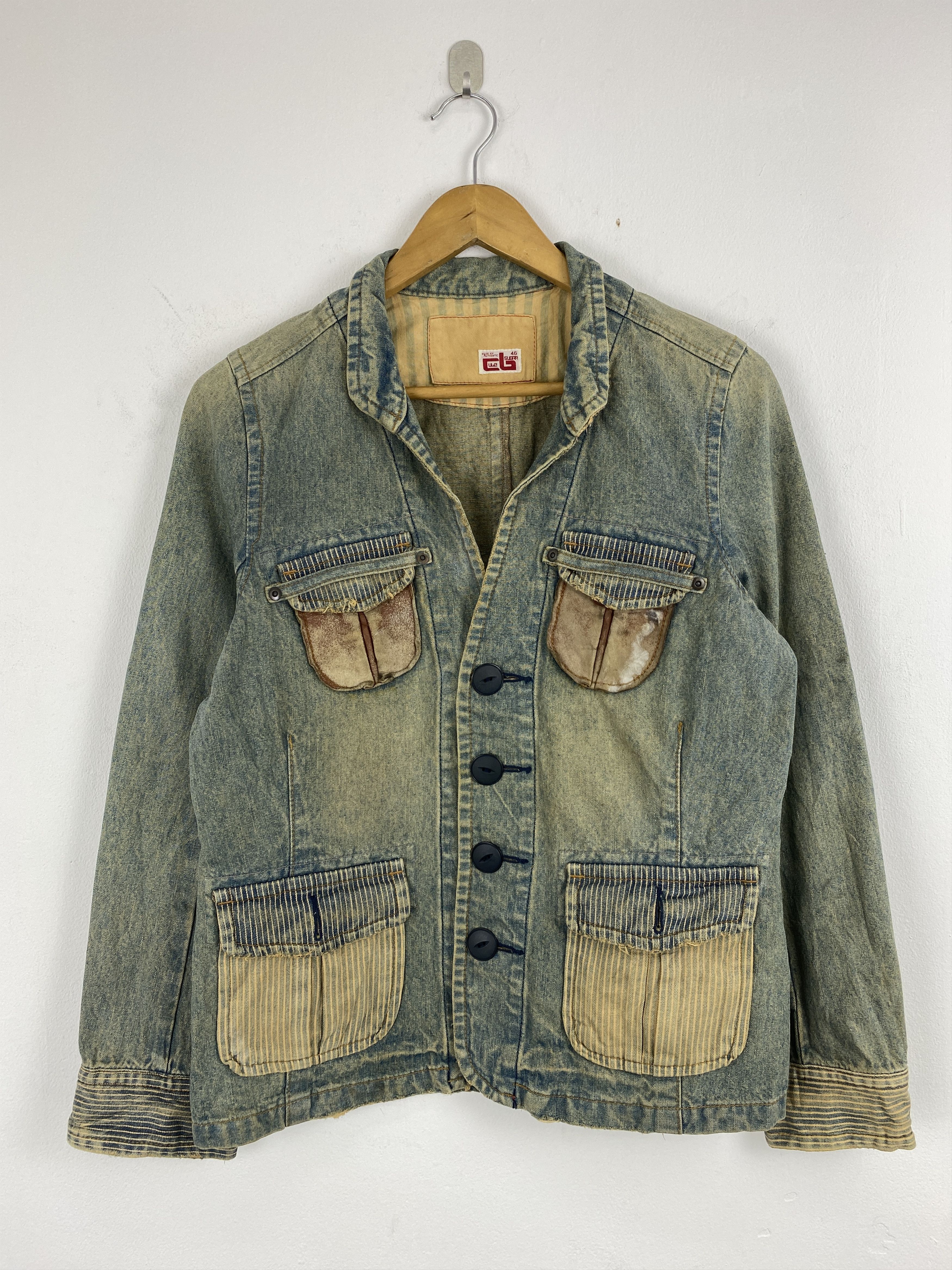 Japanese Brand Vintage Cube Sugar Multi Pocket Button Up Denim Jacket J2006 Size US S / EU 44-46 / 1 - 8 Thumbnail