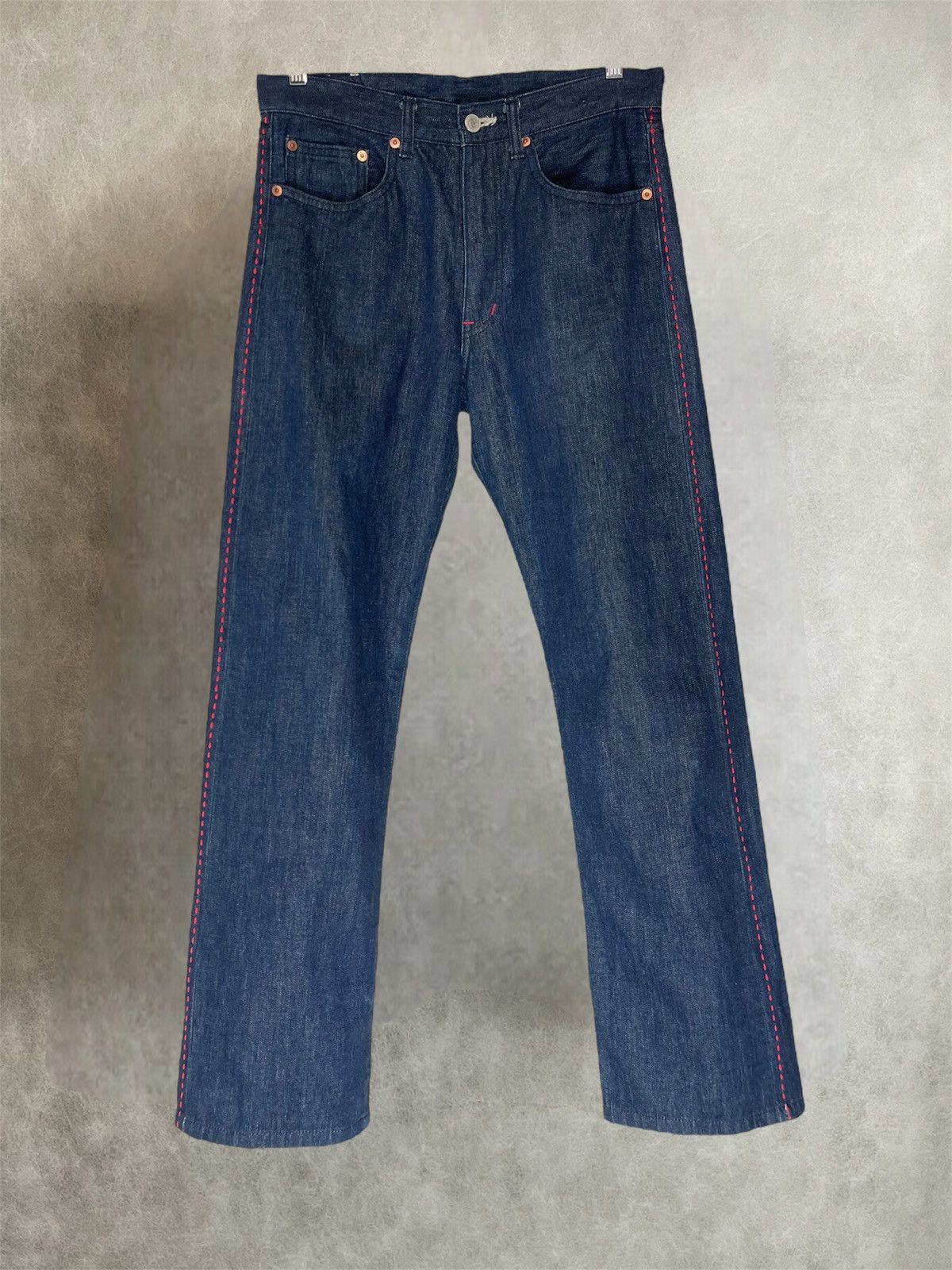 Japanese Brand Hiromichi nakano contrast stitching indigo denim pants Size US 31 - 1 Thumbnail