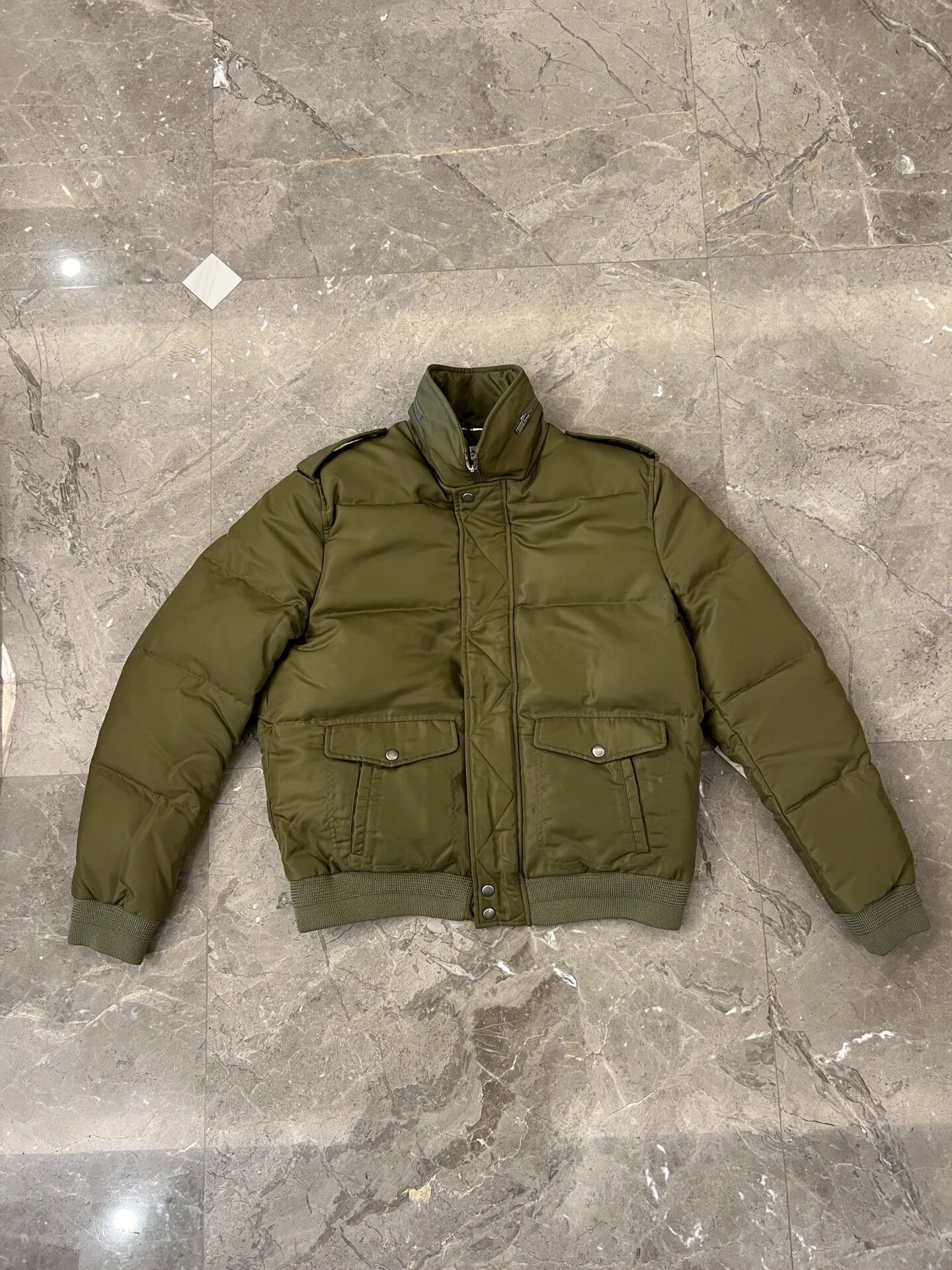 Saint Laurent Paris Saint Laurent Green Puffer Jacket with Epaulets Size US M / EU 48-50 / 2 - 1 Thumbnail