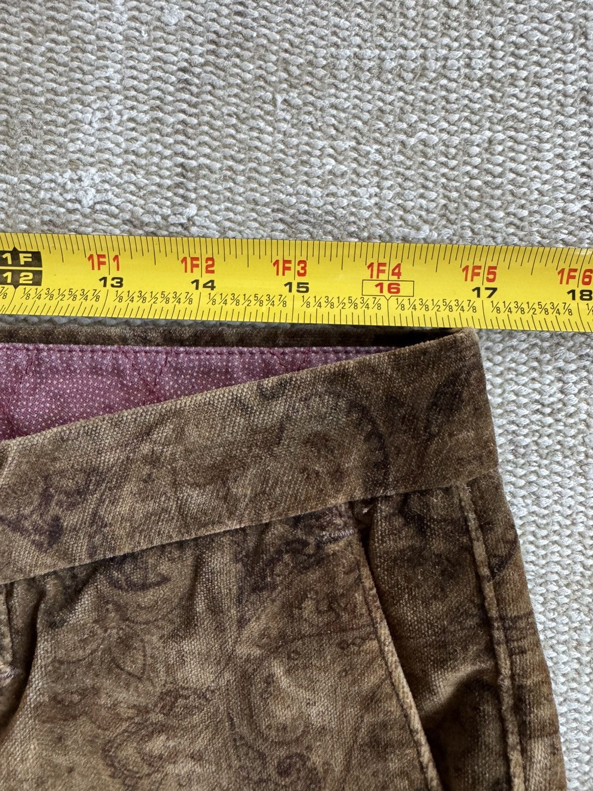 Incotex Brown Paisley velvet Incotex slim fit pants sz 33 or 34 Size US 33 - 9 Thumbnail