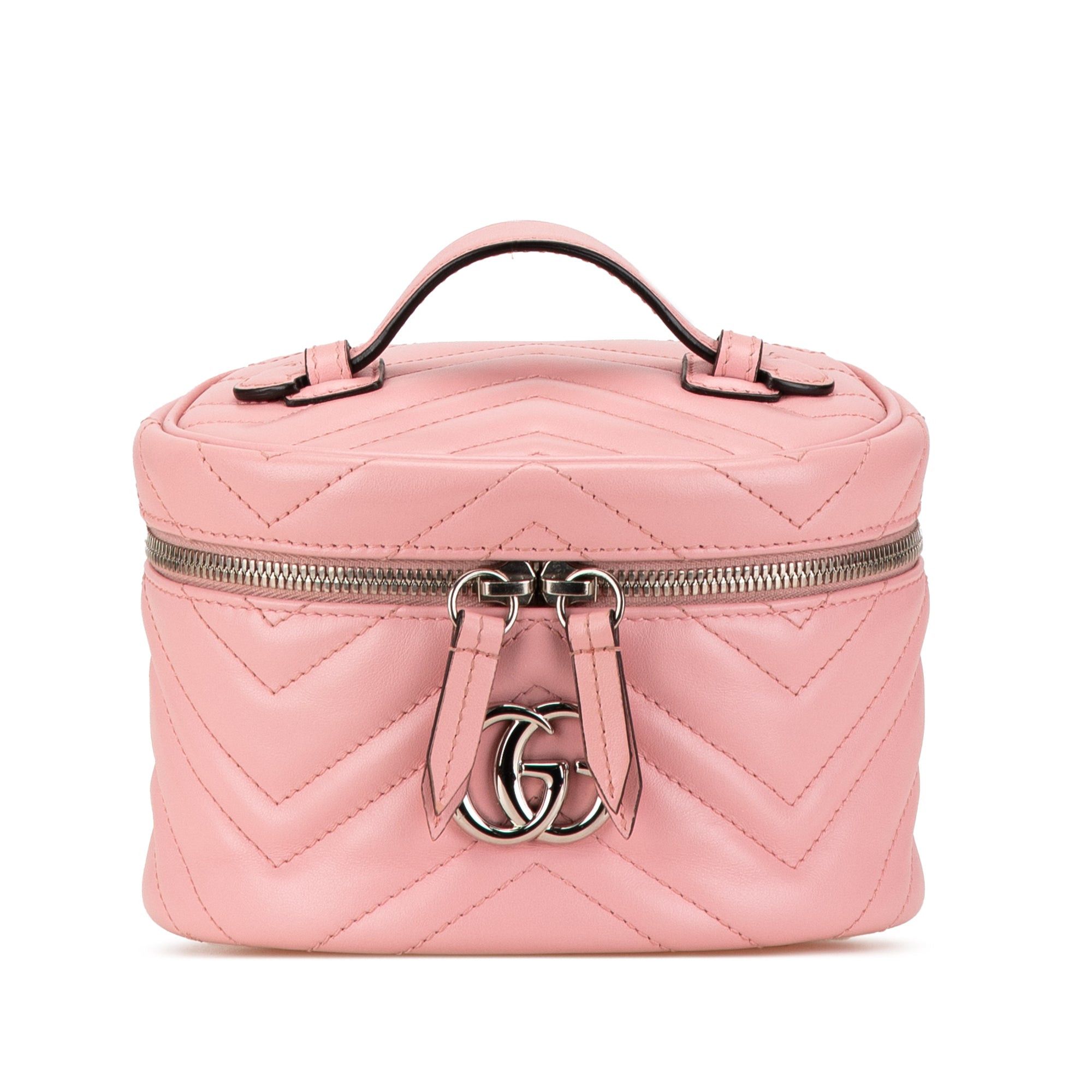 Gucci Gucci Mini GG Marmont Round Leather Vanity Bag Pink Size ONE SIZE - 1 Thumbnail