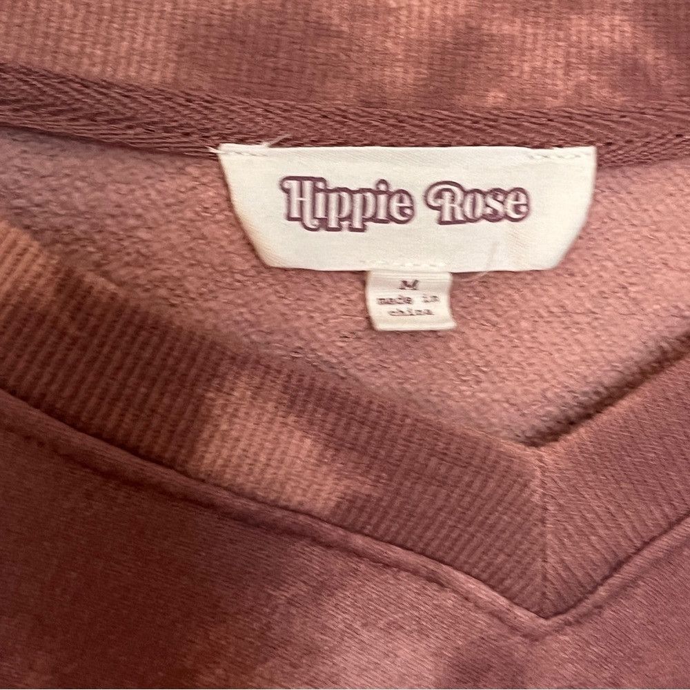 Designer Hippie Rose Vneck Raw Hem Crop Sweatshirt Pink Red Medium Size M / US 6-8 / IT 42-44 - 4 Thumbnail