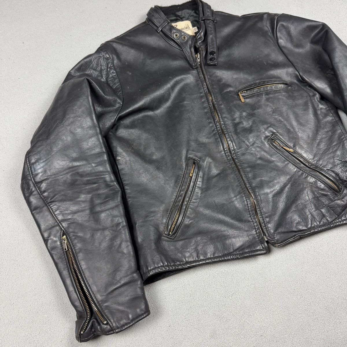 Vintage Berman's Leather Jacket Vintage 60/70s Lenzip biker punk Size US L / EU 52-54 / 3 - 10 Thumbnail