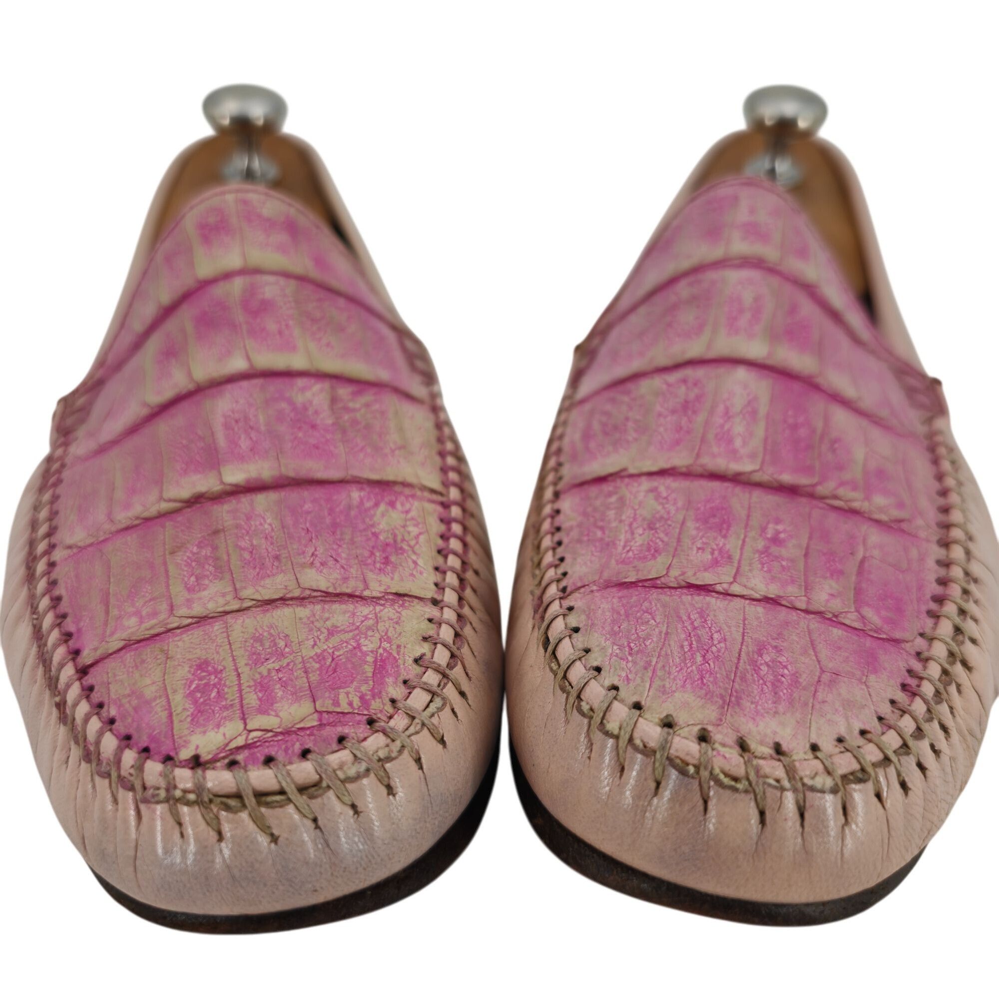 Other Vintage Pink Exotic Caiman Michele Loisi Italy Mens 10 Shoe Size US 10 / EU 43 - 7 Thumbnail