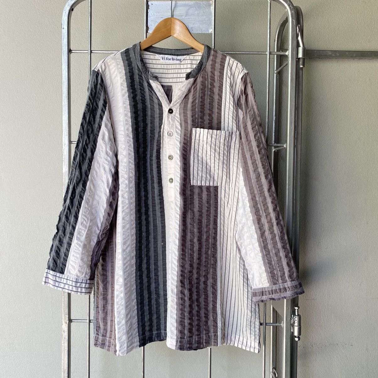 Y's Y's for living Striped Cotton Grandad Shirt Size US XL / EU 56 / 4 - 1 Thumbnail