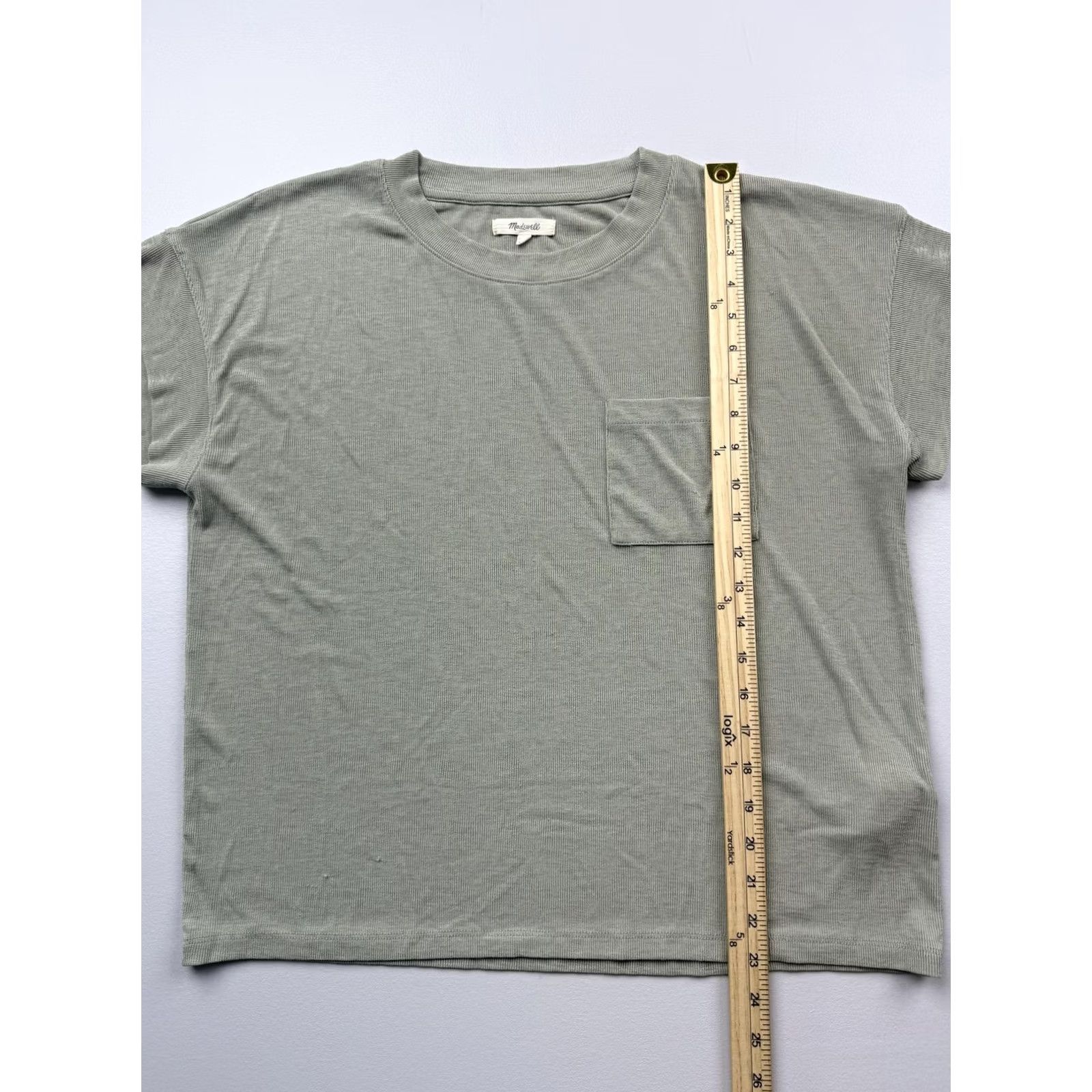 Madewell Madewell Shirt Womens L Green Crew Neck Short Sleeve Ribbed Pocket Top Basic Shirt Women l Green Crew Neck Short Sleeve Ribbed Pocket Top Basic Size L / US 10 / IT 46 - 4 Thumbnail
