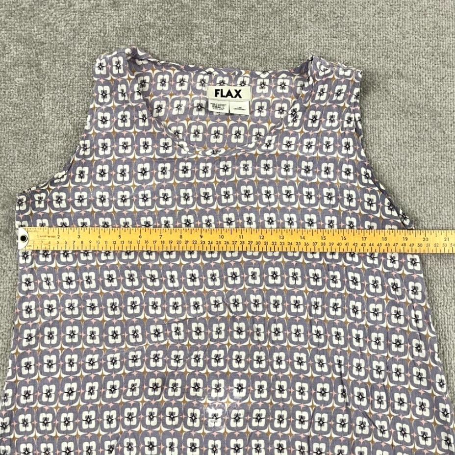 FLAX VINTAGEFLAX Tank Top Shirt Women Small 100% Rayon Purple White Geometric Crew Pullover Size S / US 4 / IT 40 - 4 Thumbnail