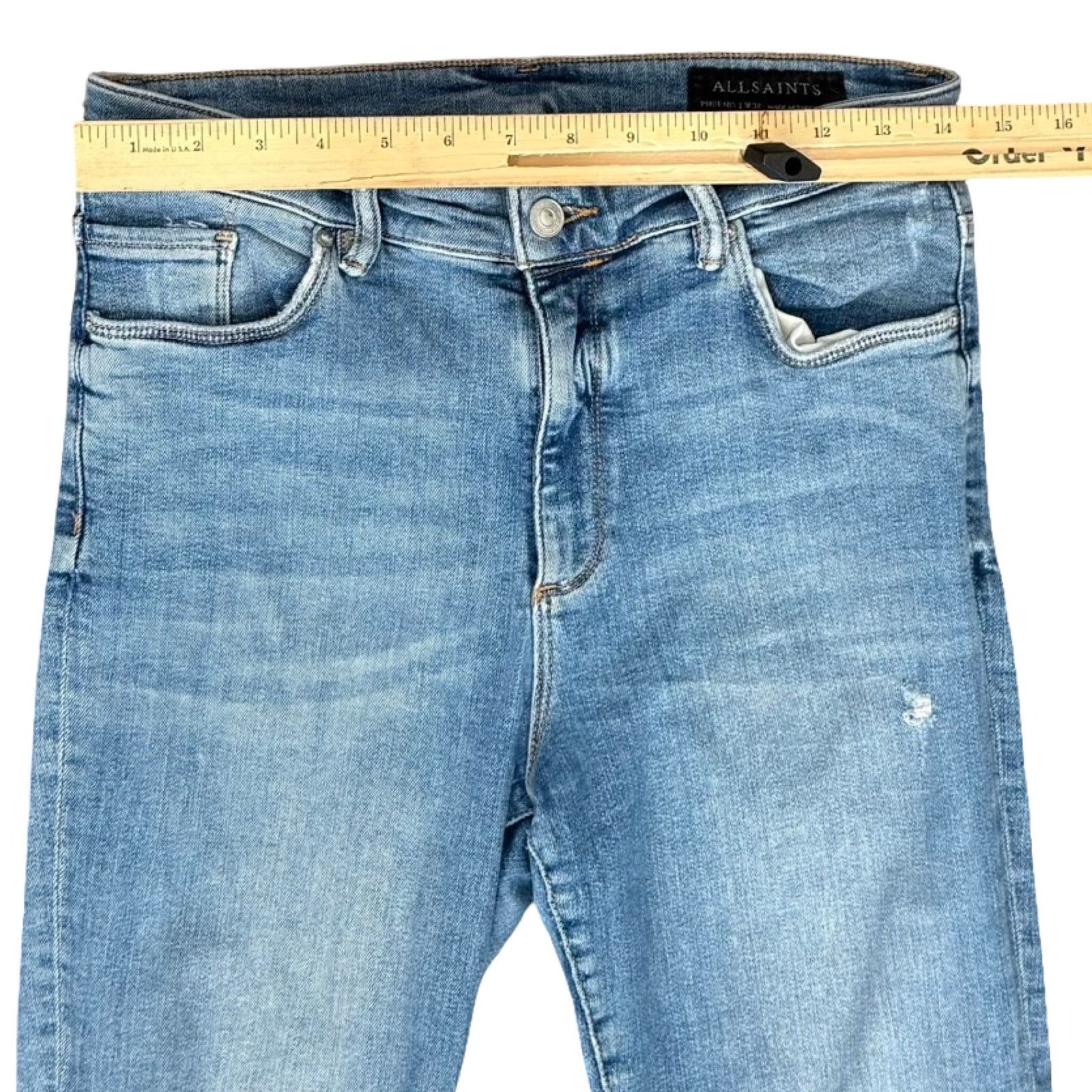 Allsaints AllSaints Blue Phoenix Distressed Raw Hem Skinny Jeans sz 30 Size 26" / US 2 / IT 38 - 6 Thumbnail