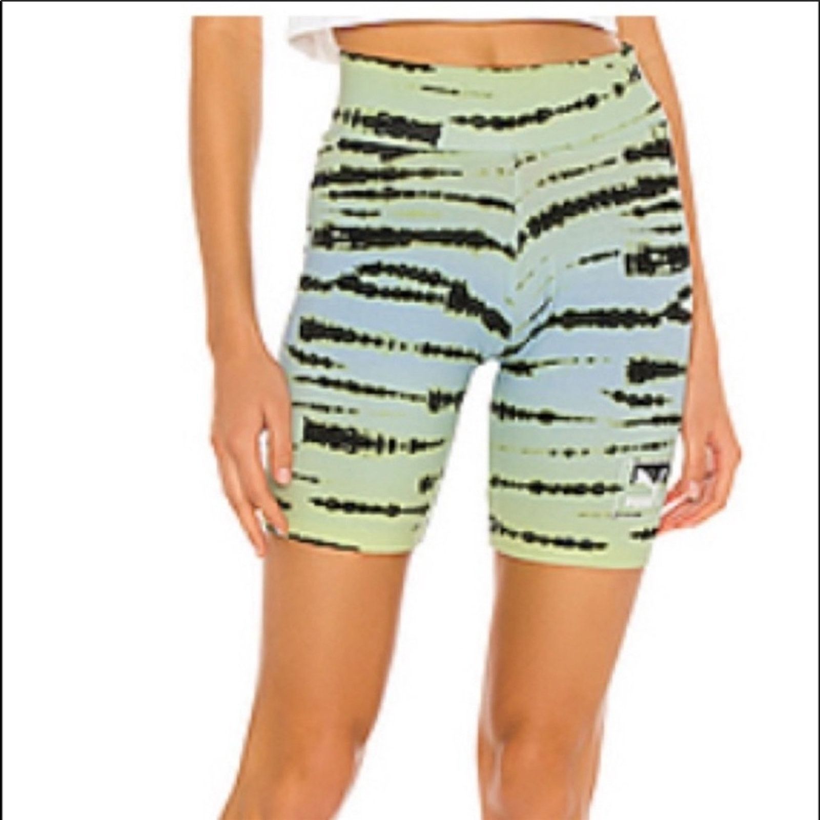Puma PUMA Blue Green Ombre Black Tie Dye Striped Biker Shorts Size 28" / US 6 / IT 42 - 10 Thumbnail