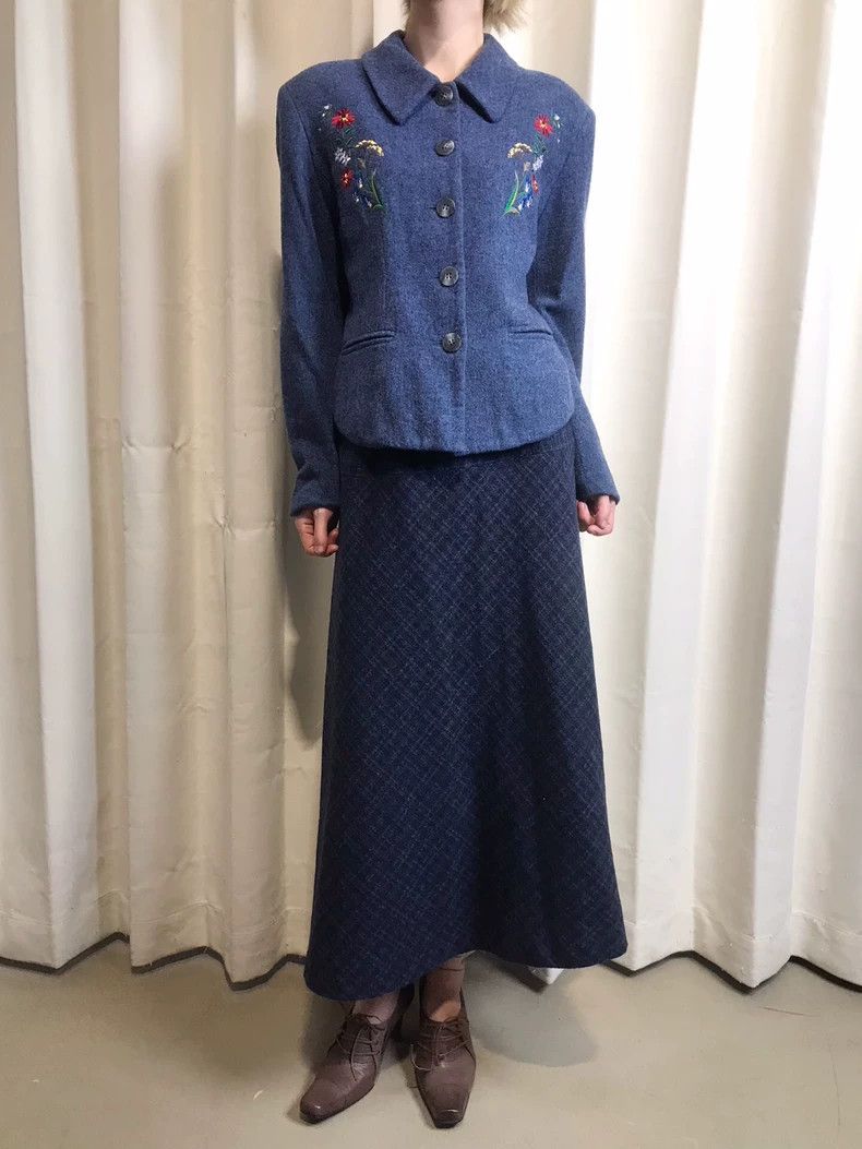 Kenzo Kenzo Vintage Showa woolen floral embroidered check set Size XS / US 0-2 / IT 36-38 - 4 Thumbnail