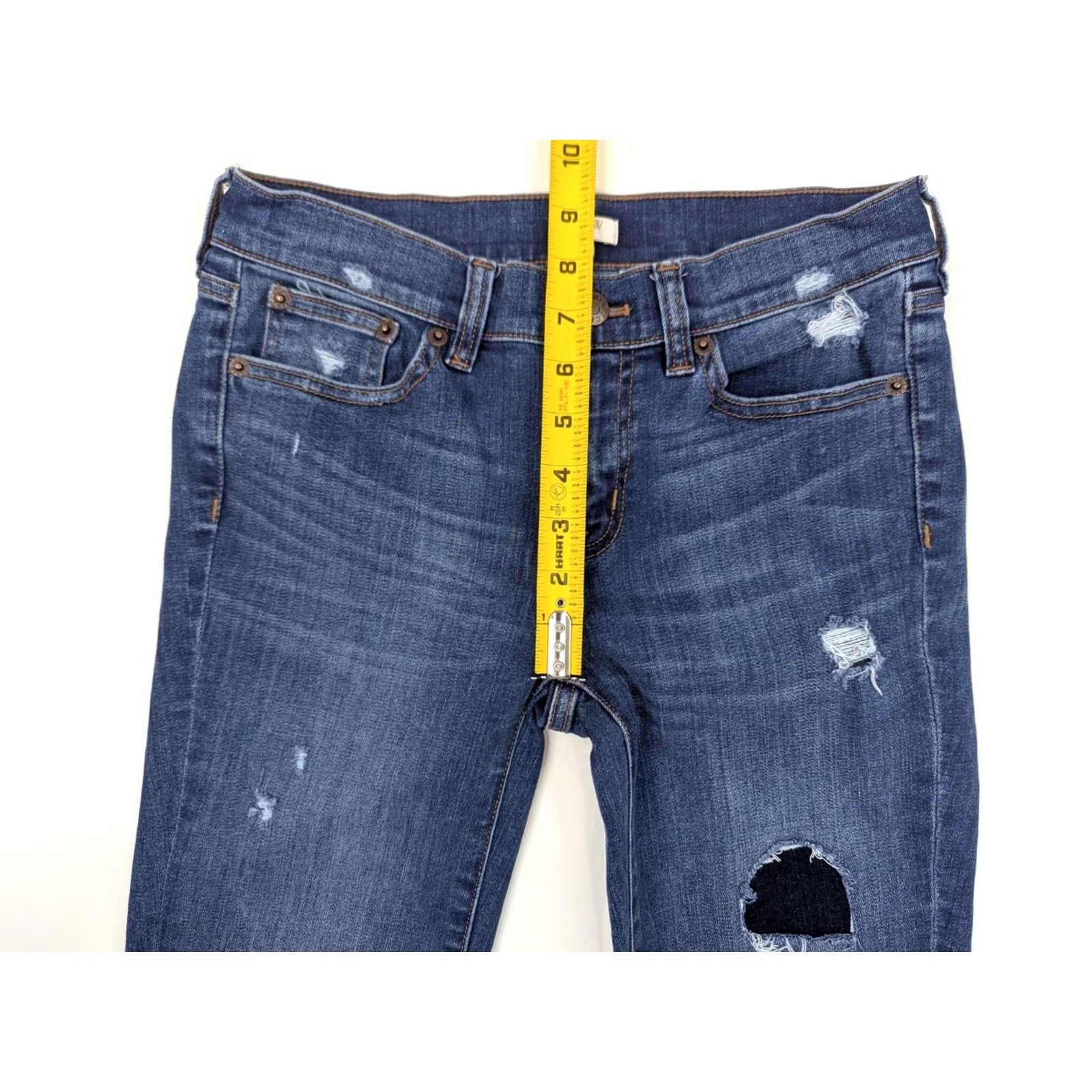 J.Crew J. Crew Skinny Denim Jeans Women 27x27.5 Distressed Stretch Blue N/A EUC C7846 Size 27" / US 4 / IT 40 - 4 Thumbnail