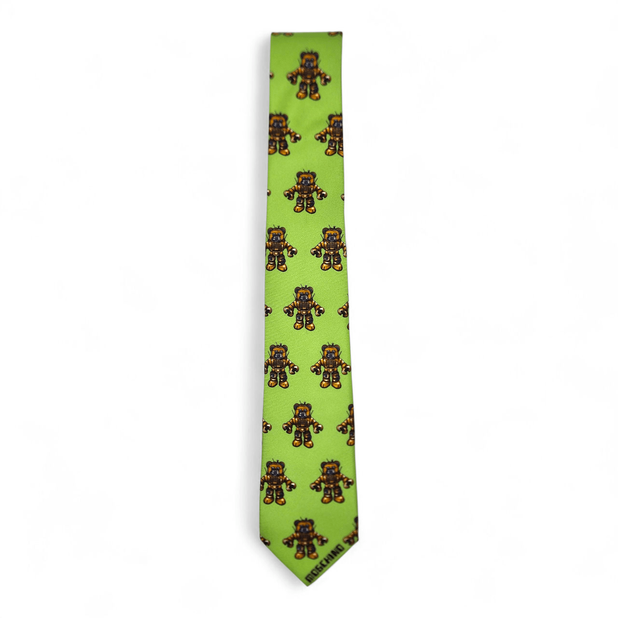 Moschino Moschino Green Robot Teddy Silk Tie Size ONE SIZE - 1 Thumbnail