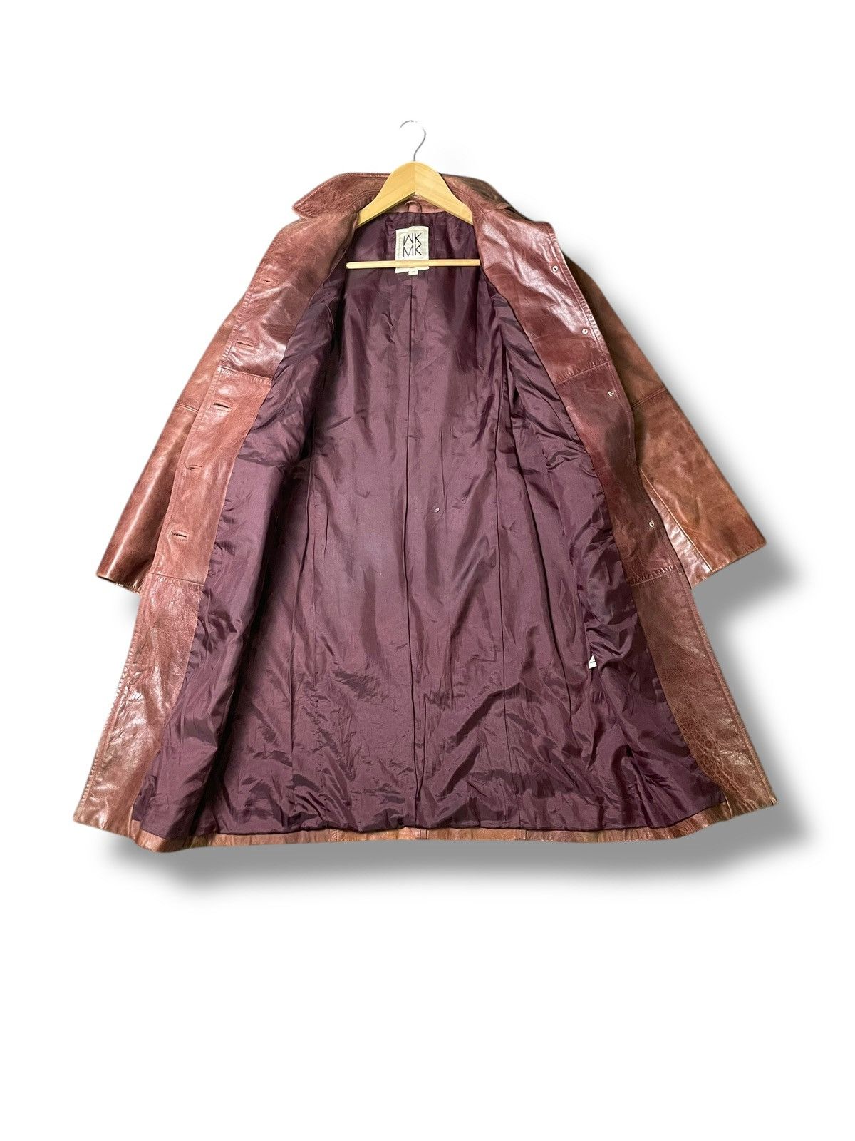 Designer × Michel Klein × Vintage MK Michel Klein Long Leather Jacket (52) Size US XXS / EU 40 - 2 Thumbnail