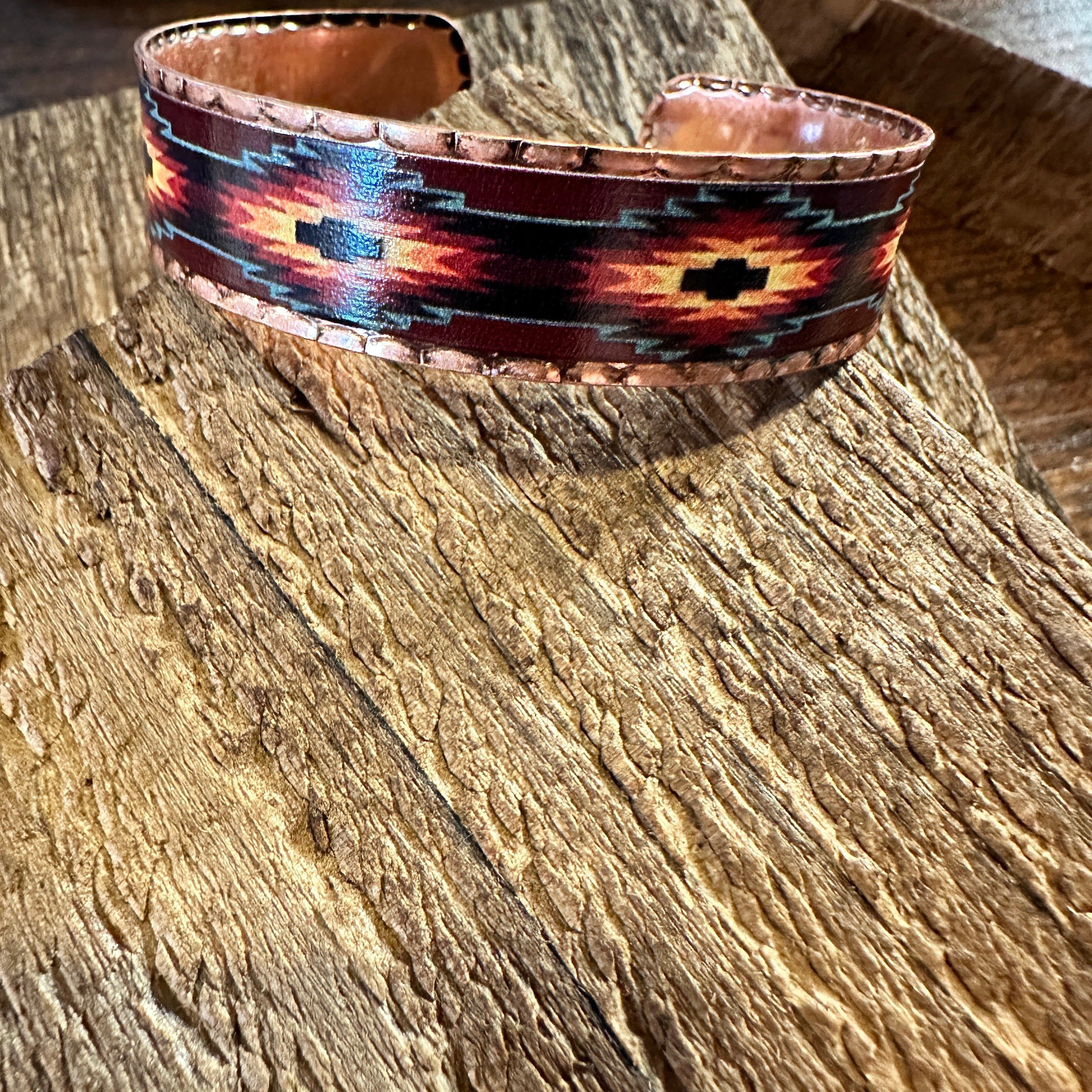 Other Handmade Boho Native American Aztek Copper Narrow Cuff Brace Size ONE SIZE - 9 Thumbnail