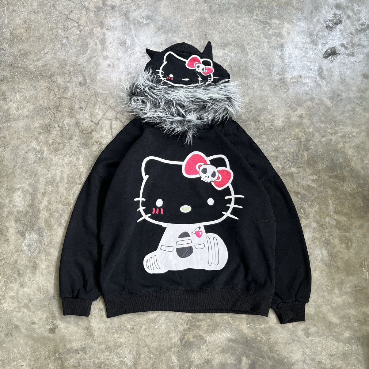 Cartoon Network 2000’s Hello Kitty Vkei Style Fur Hoodie jacket Size ONE SIZE - 2 Thumbnail