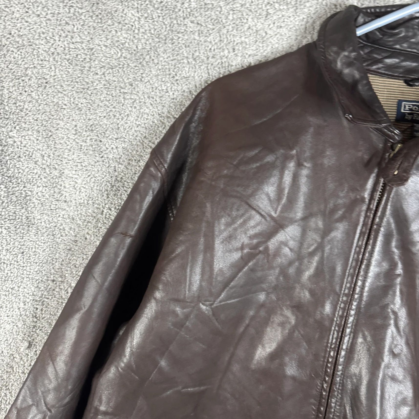 Polo Ralph Lauren Polo by Ralph Lauren Jacket Mens 2XL Brown Leather Bomber Full Zip Lined Casual Size US XXL / EU 58 / 5 - 5 Thumbnail