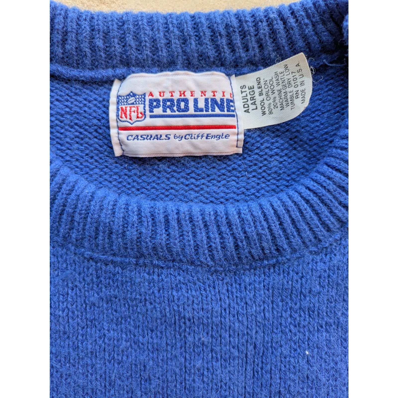 NFL Buffalo Bills 90s CLIFF ENGLE knit sweater MARV blue Pro vtg Size US L / EU 52-54 / 3 - 4 Thumbnail